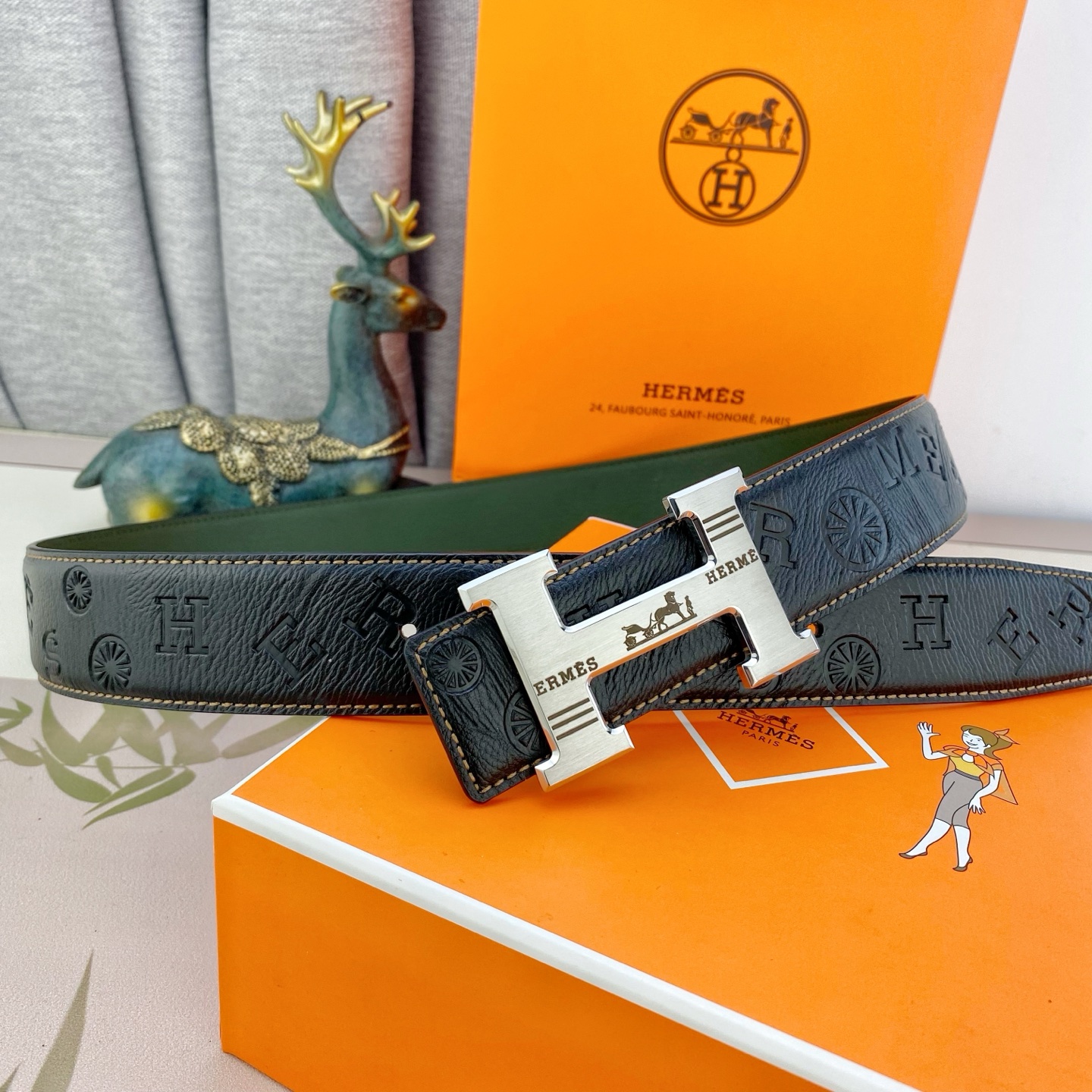 爱马仕💕 特种皮腰带系列 ，原厂五金精品不锈钢扣，手感柔软舒适 宽3.8CM。