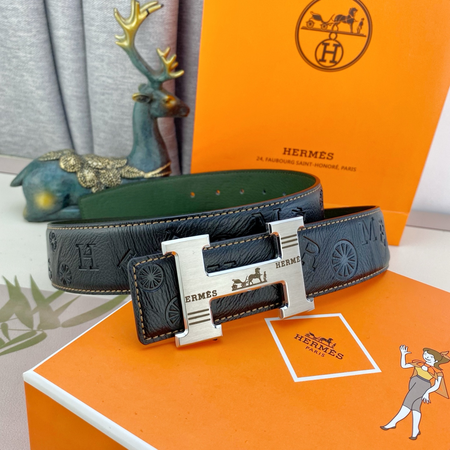 爱马仕💕 特种皮腰带系列 ，原厂五金精品不锈钢扣，手感柔软舒适 宽3.8CM。