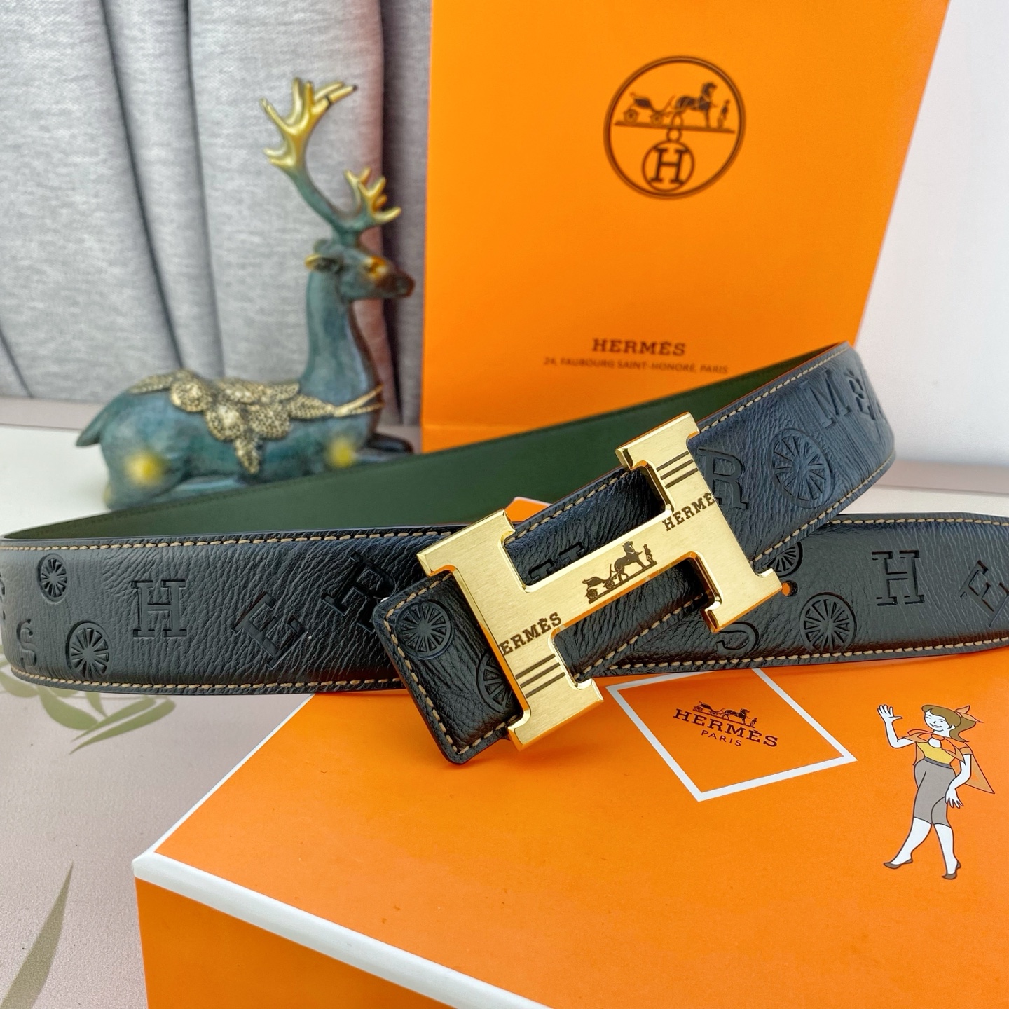 爱马仕💕 特种皮腰带系列 ，原厂五金精品不锈钢扣，手感柔软舒适 宽3.8CM。