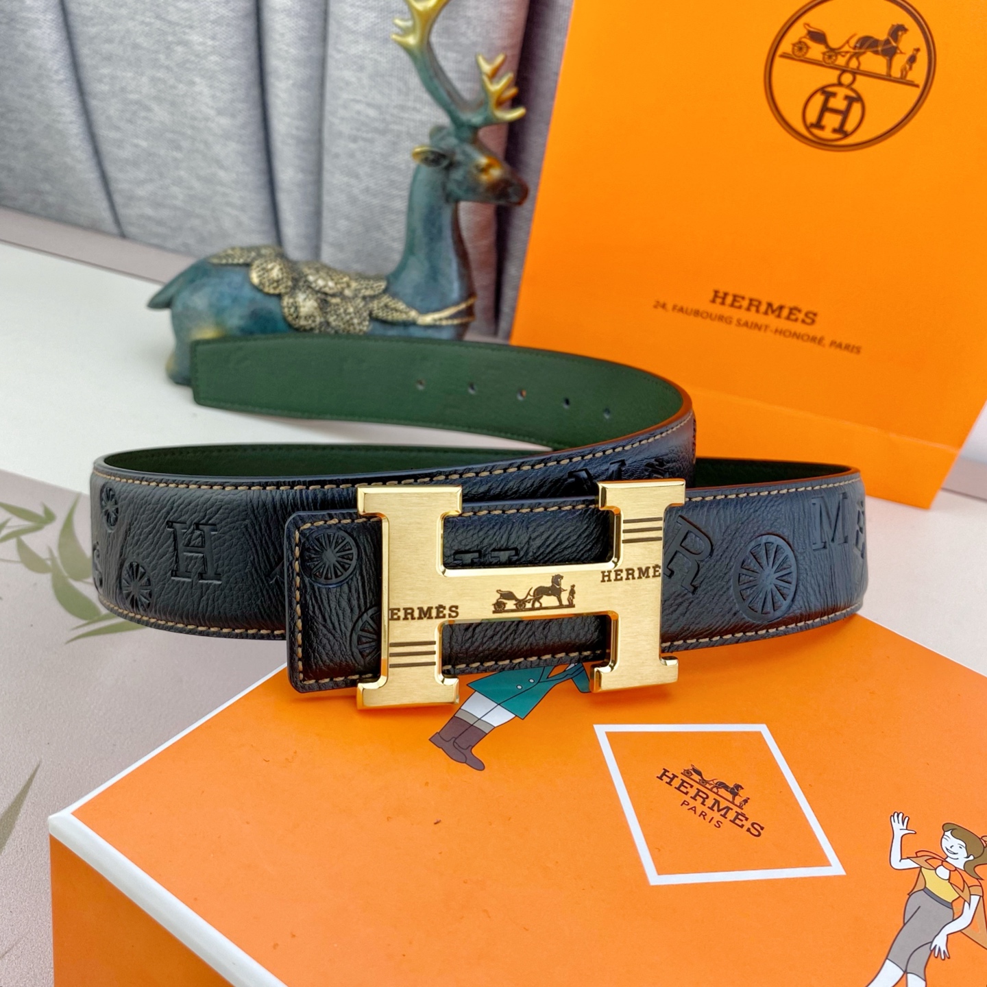 爱马仕💕 特种皮腰带系列 ，原厂五金精品不锈钢扣，手感柔软舒适 宽3.8CM。