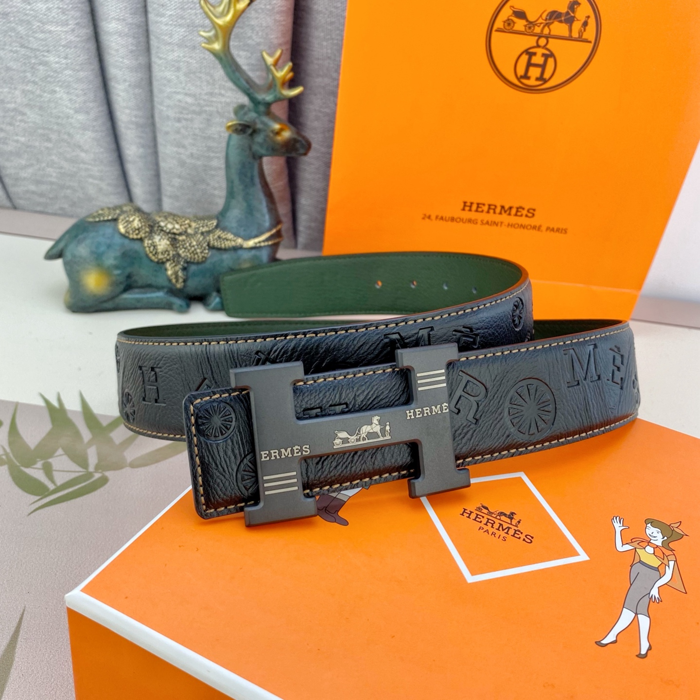 爱马仕💕 特种皮腰带系列 ，原厂五金精品不锈钢扣，手感柔软舒适 宽3.8CM。