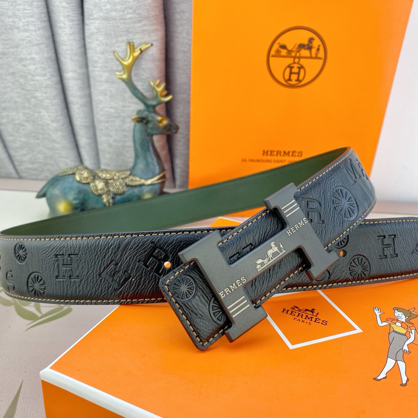 爱马仕💕 特种皮腰带系列 ，原厂五金精品不锈钢扣，手感柔软舒适 宽3.8CM。