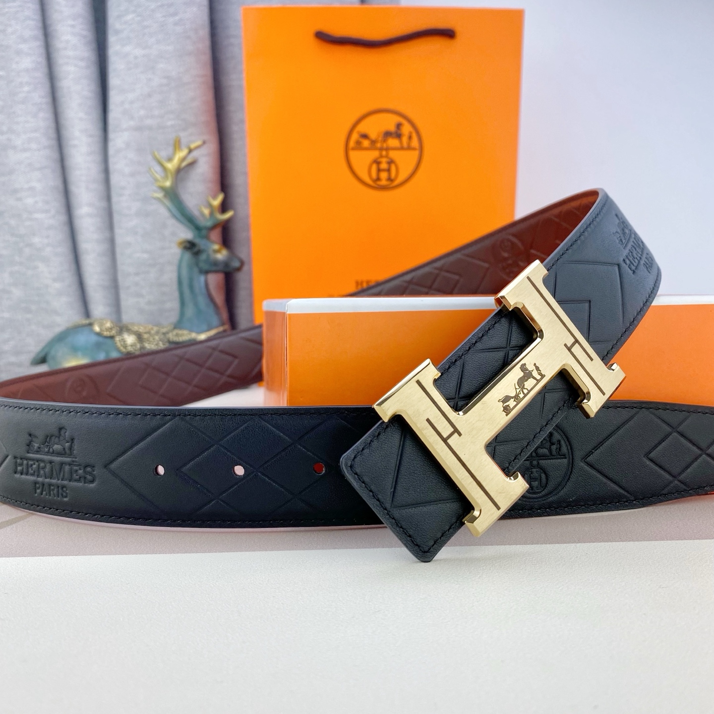 爱马仕💕 特种皮腰带系列 ，原厂五金精品不锈钢扣，手感柔软舒适 宽3.8CM。