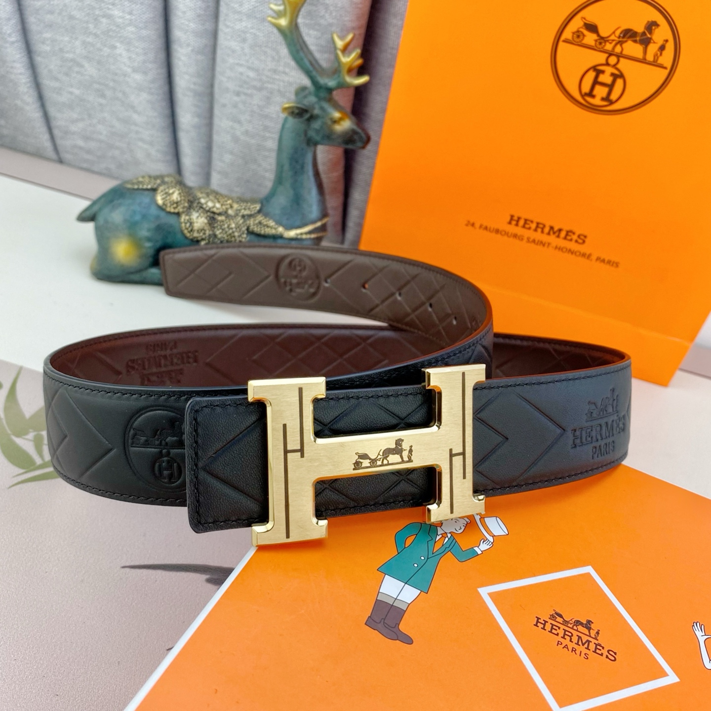 爱马仕💕 特种皮腰带系列 ，原厂五金精品不锈钢扣，手感柔软舒适 宽3.8CM。