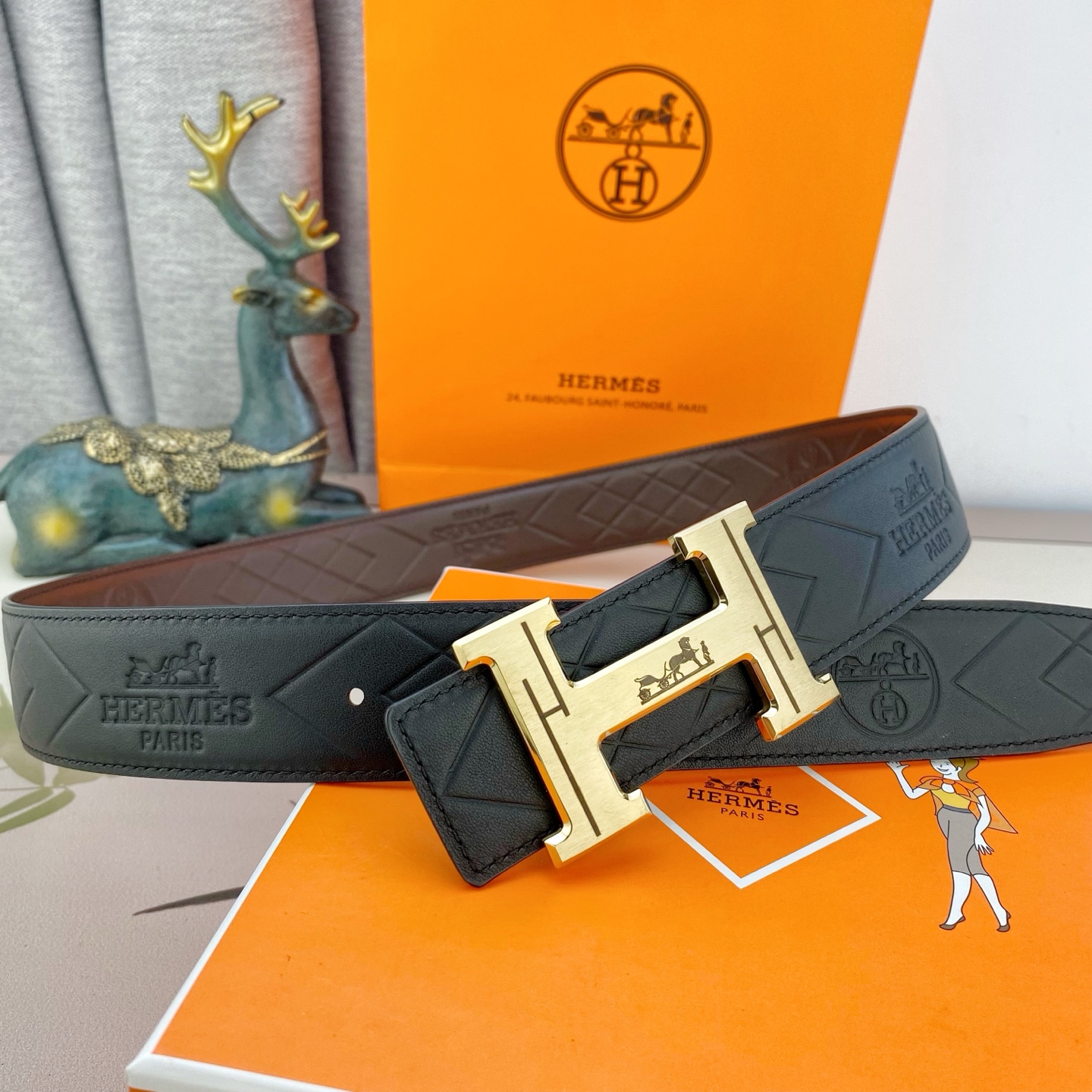 爱马仕💕 特种皮腰带系列 ，原厂五金精品不锈钢扣，手感柔软舒适 宽3.8CM。