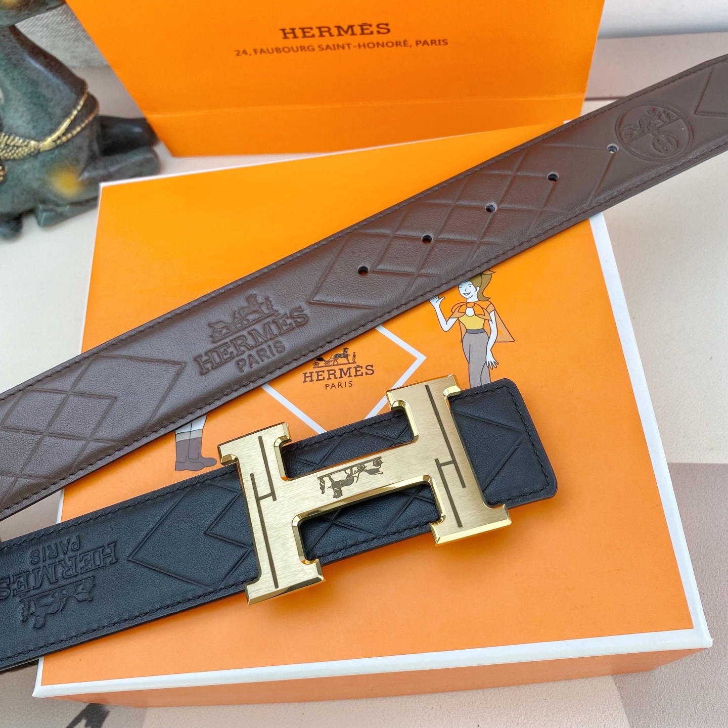 爱马仕💕 特种皮腰带系列 ，原厂五金精品不锈钢扣，手感柔软舒适 宽3.8CM。