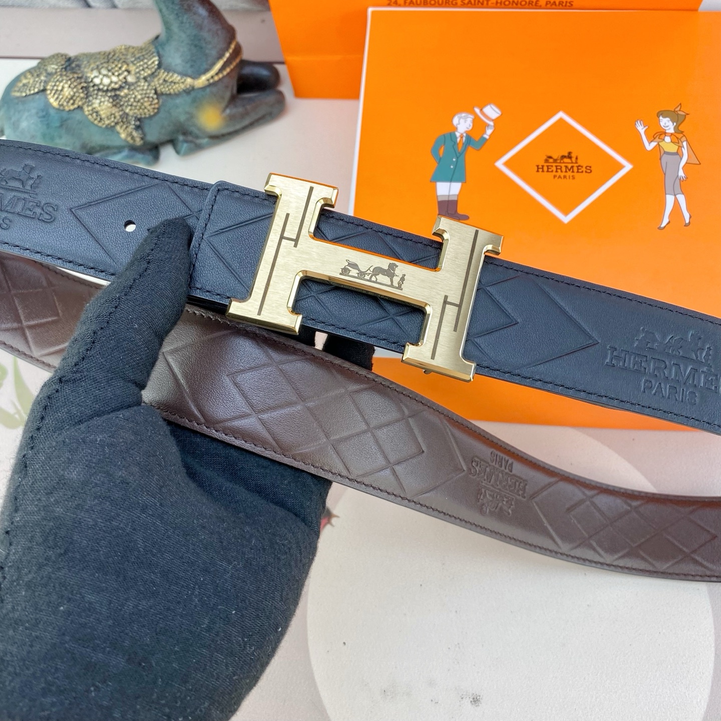 爱马仕💕 特种皮腰带系列 ，原厂五金精品不锈钢扣，手感柔软舒适 宽3.8CM。