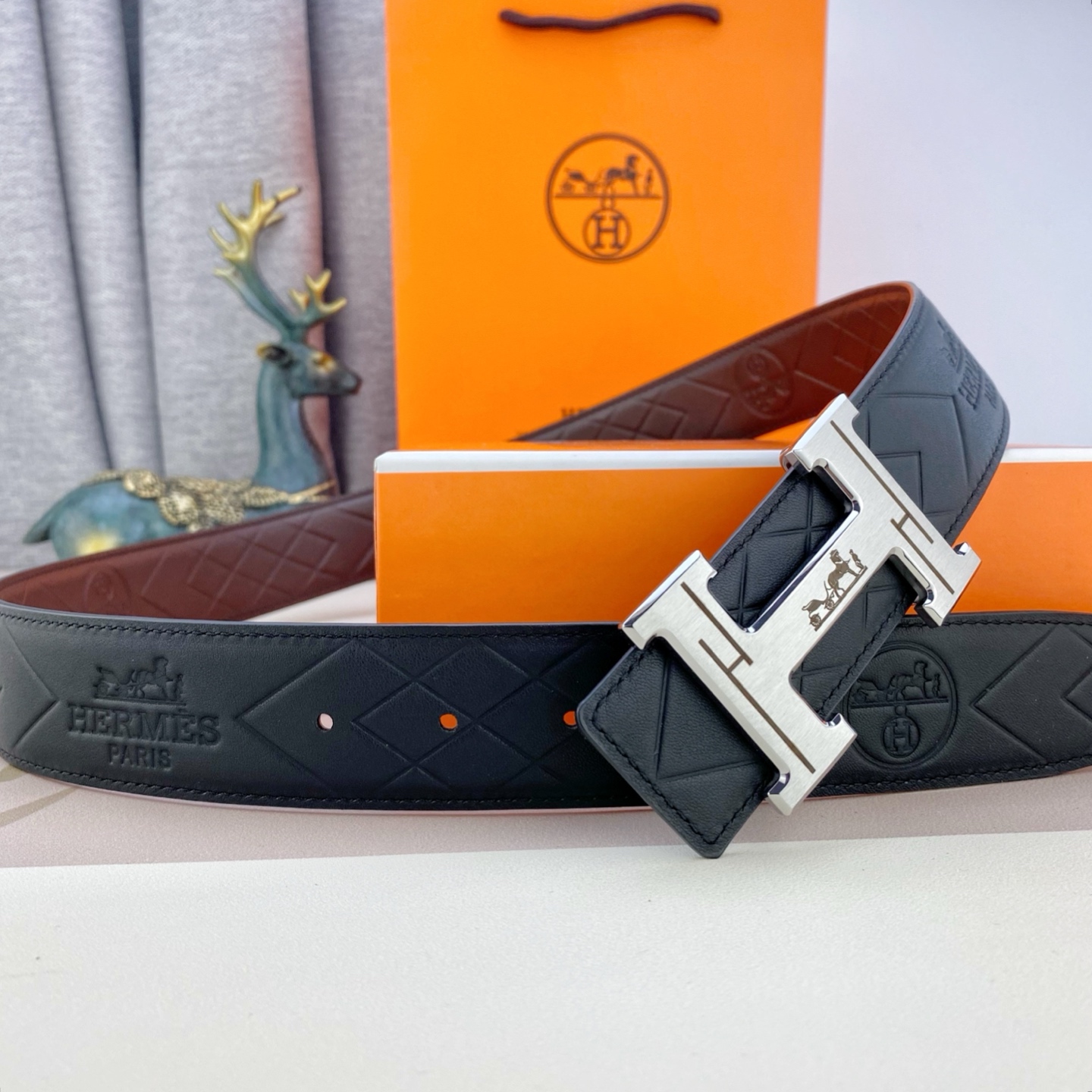 爱马仕💕 特种皮腰带系列 ，原厂五金精品不锈钢扣，手感柔软舒适 宽3.8CM。