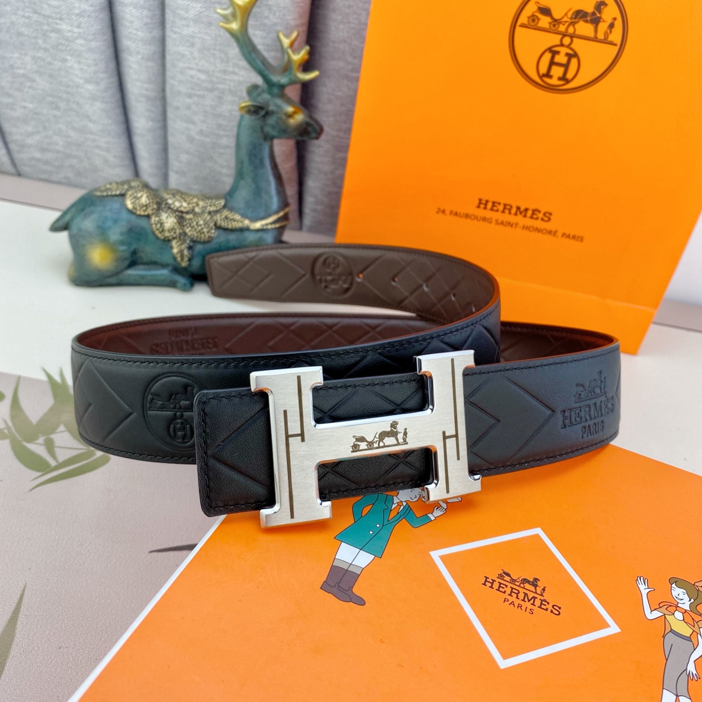 爱马仕💕 特种皮腰带系列 ，原厂五金精品不锈钢扣，手感柔软舒适 宽3.8CM。