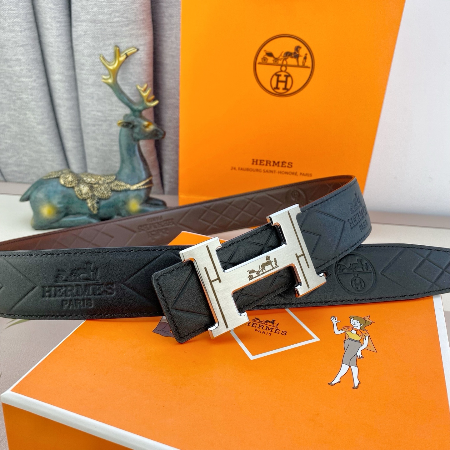 爱马仕💕 特种皮腰带系列 ，原厂五金精品不锈钢扣，手感柔软舒适 宽3.8CM。