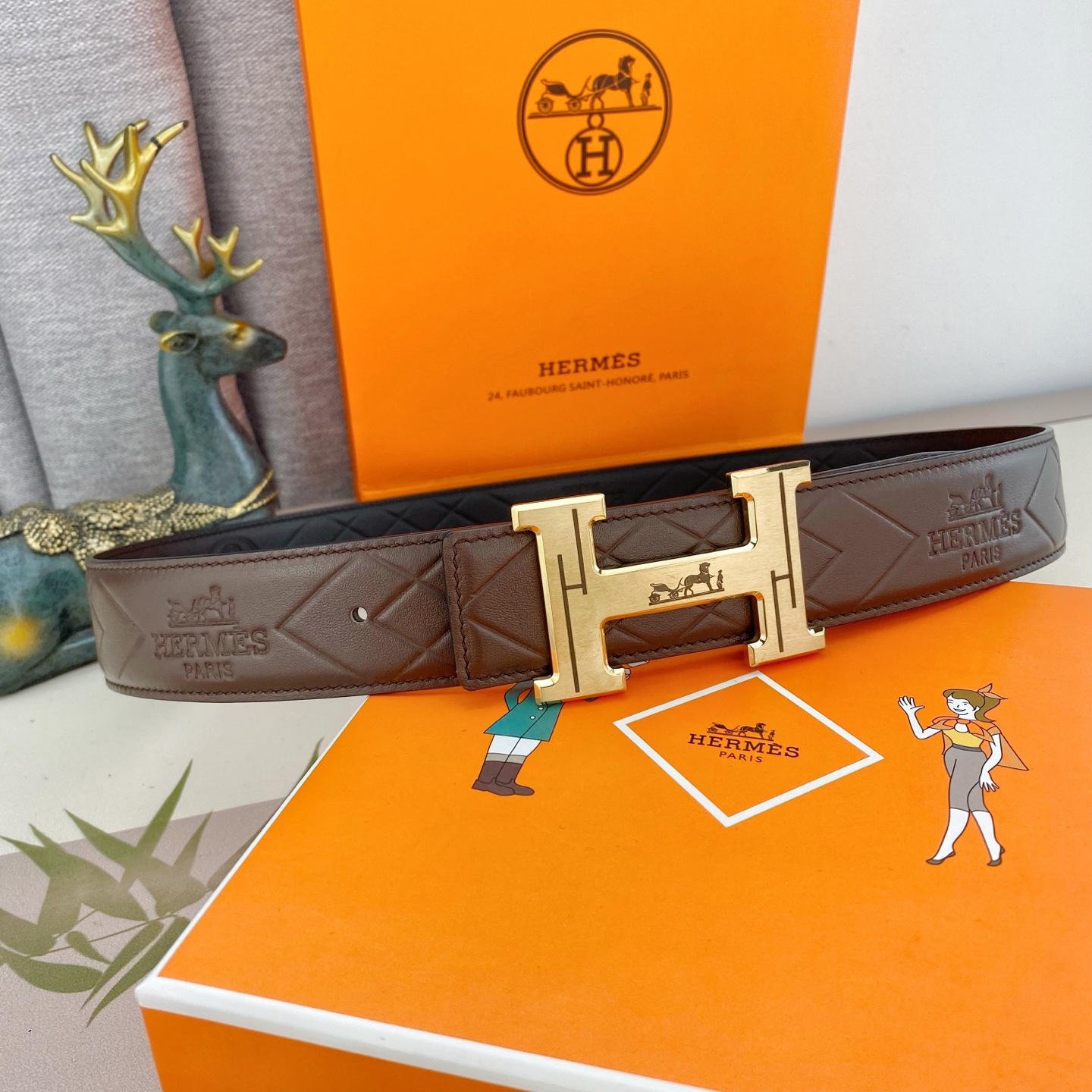 爱马仕💕 特种皮腰带系列 ，原厂五金精品不锈钢扣，手感柔软舒适 宽3.8CM。