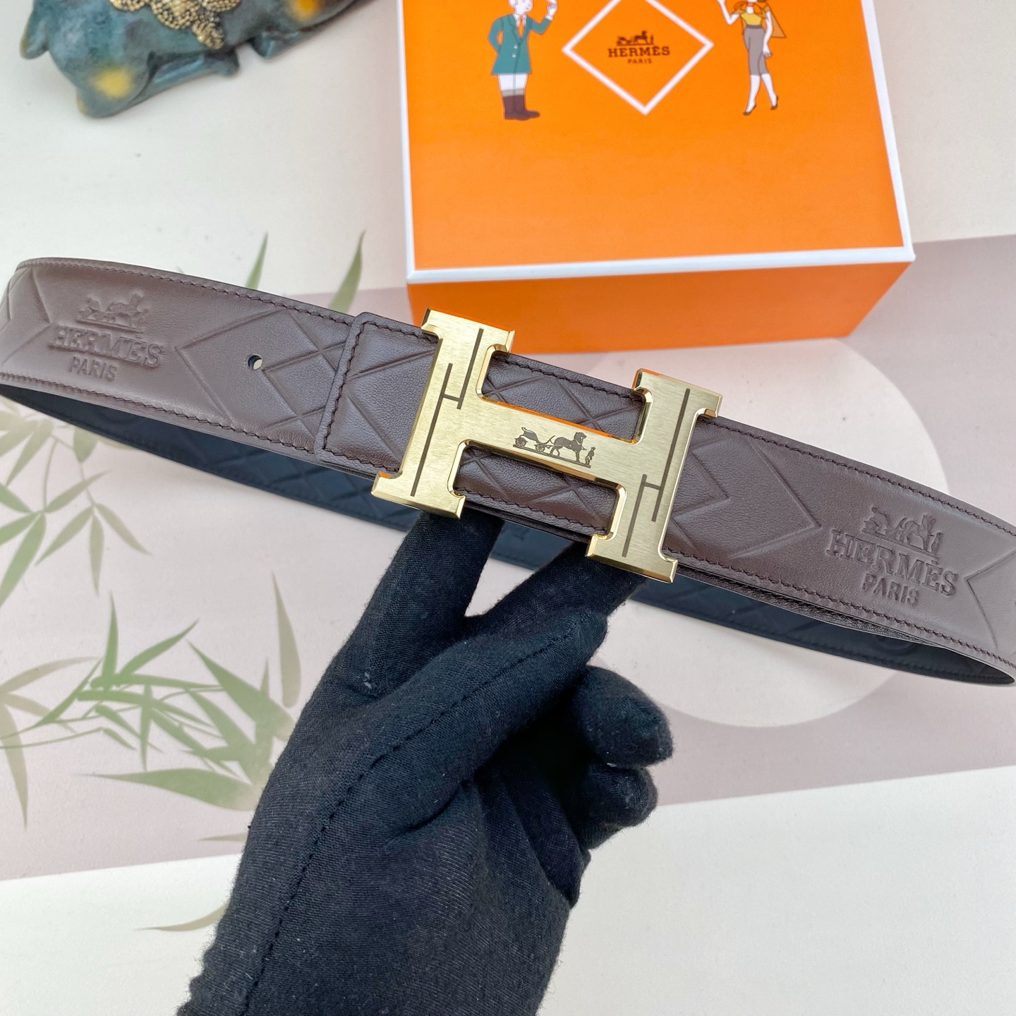 爱马仕💕 特种皮腰带系列 ，原厂五金精品不锈钢扣，手感柔软舒适 宽3.8CM。