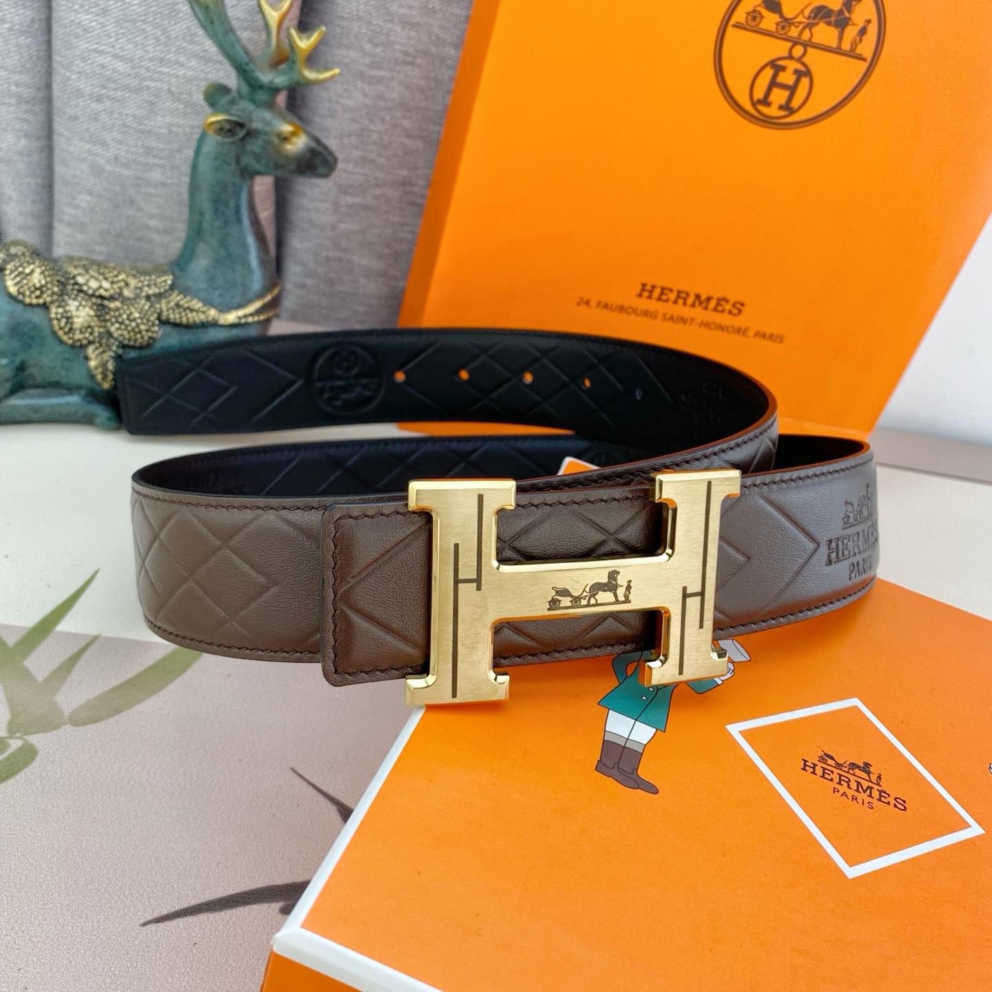 爱马仕💕 特种皮腰带系列 ，原厂五金精品不锈钢扣，手感柔软舒适 宽3.8CM。