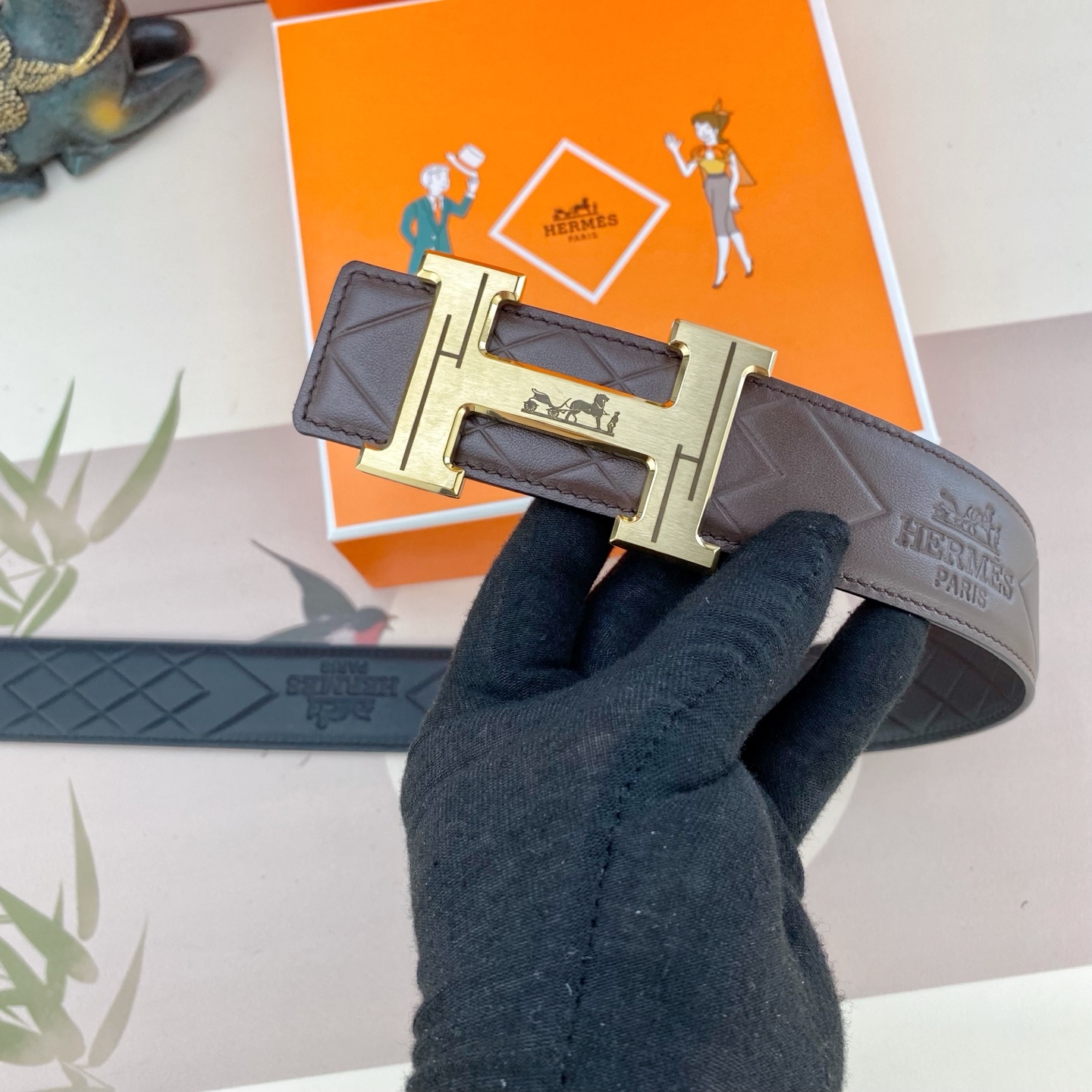 爱马仕💕 特种皮腰带系列 ，原厂五金精品不锈钢扣，手感柔软舒适 宽3.8CM。
