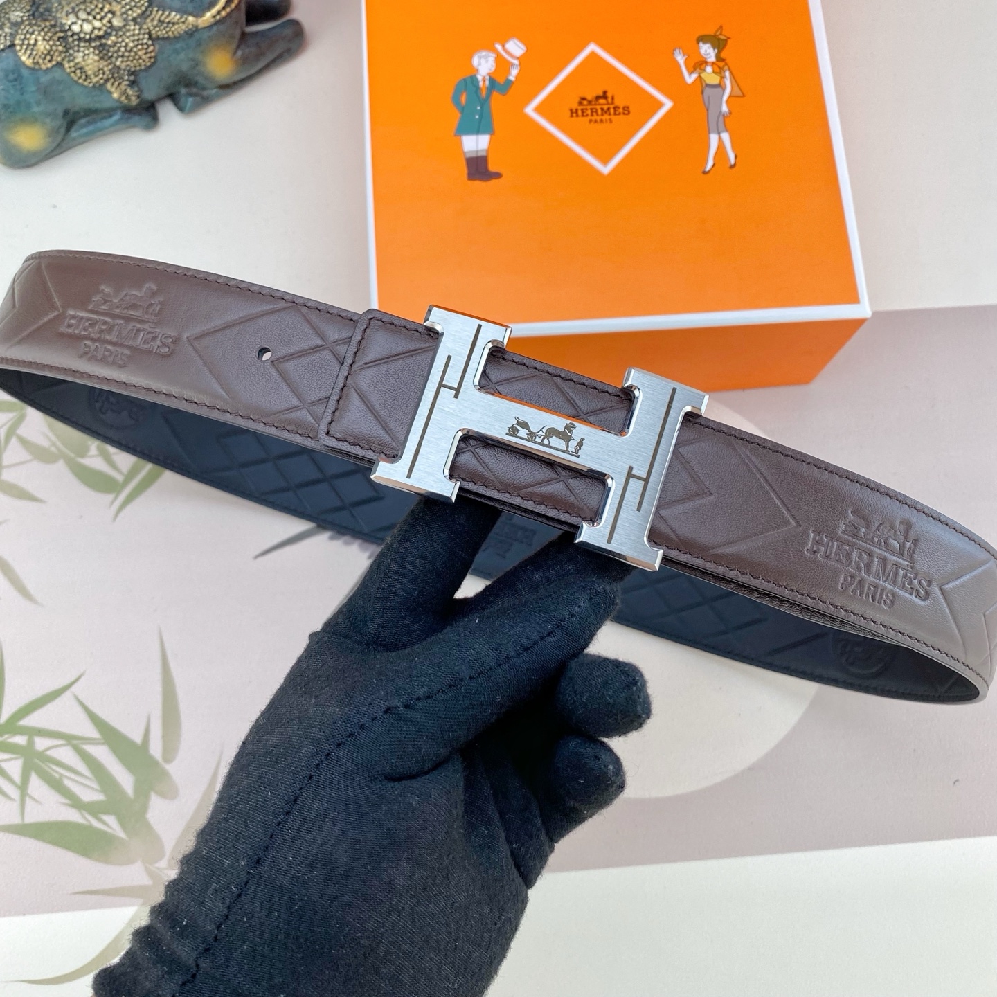 爱马仕💕 特种皮腰带系列 ，原厂五金精品不锈钢扣，手感柔软舒适 宽3.8CM。