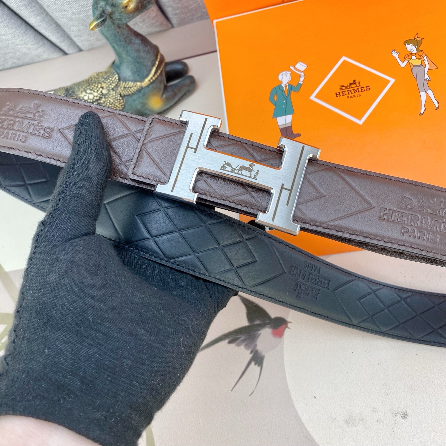 爱马仕💕 特种皮腰带系列 ，原厂五金精品不锈钢扣，手感柔软舒适 宽3.8CM。