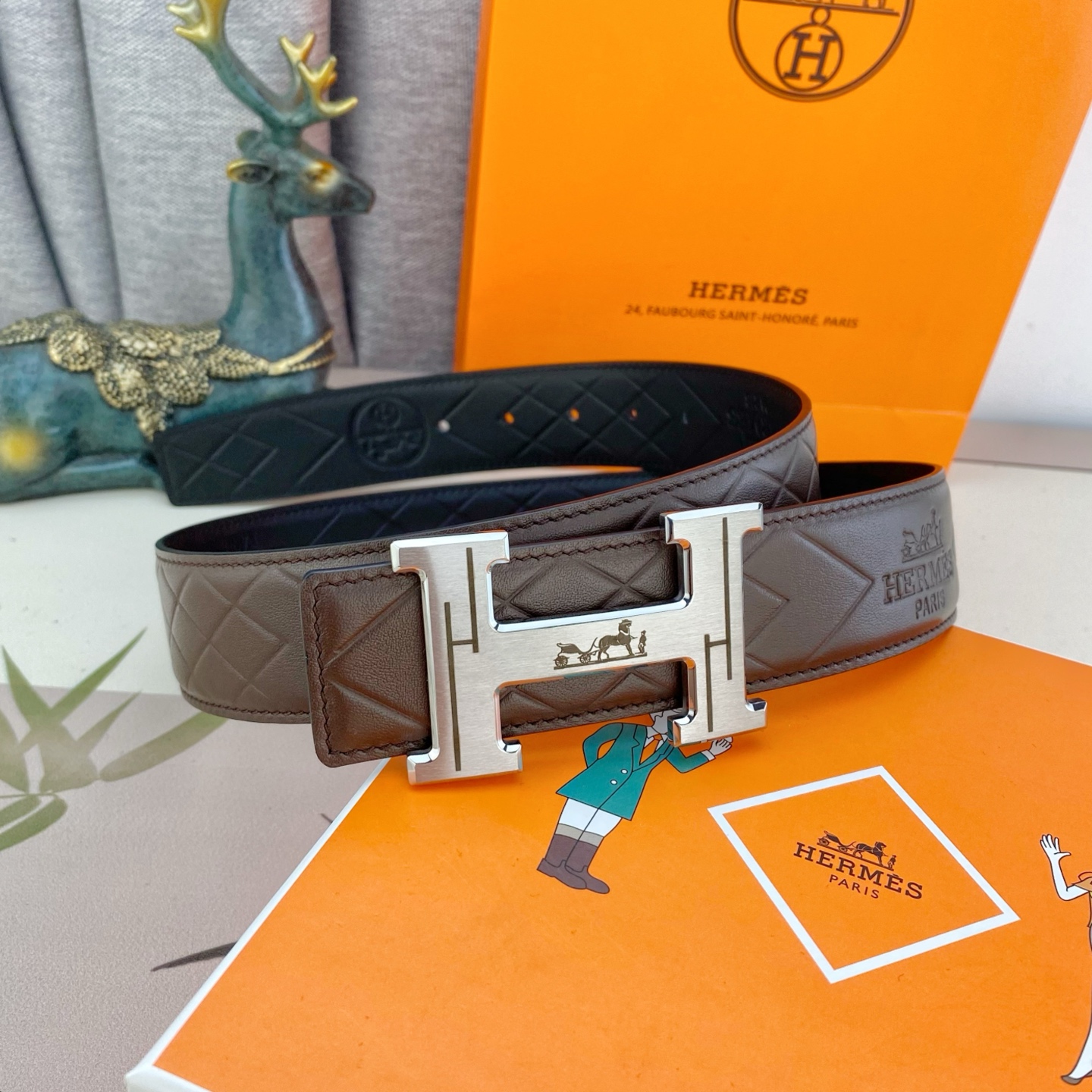 爱马仕💕 特种皮腰带系列 ，原厂五金精品不锈钢扣，手感柔软舒适 宽3.8CM。