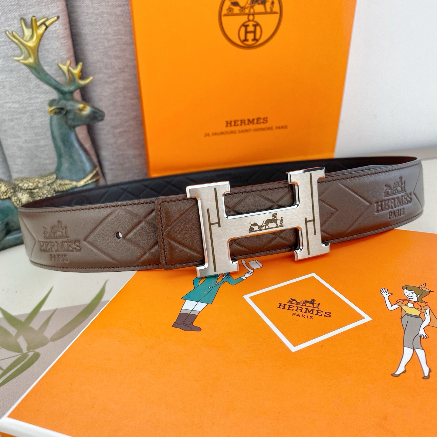 爱马仕💕 特种皮腰带系列 ，原厂五金精品不锈钢扣，手感柔软舒适 宽3.8CM。