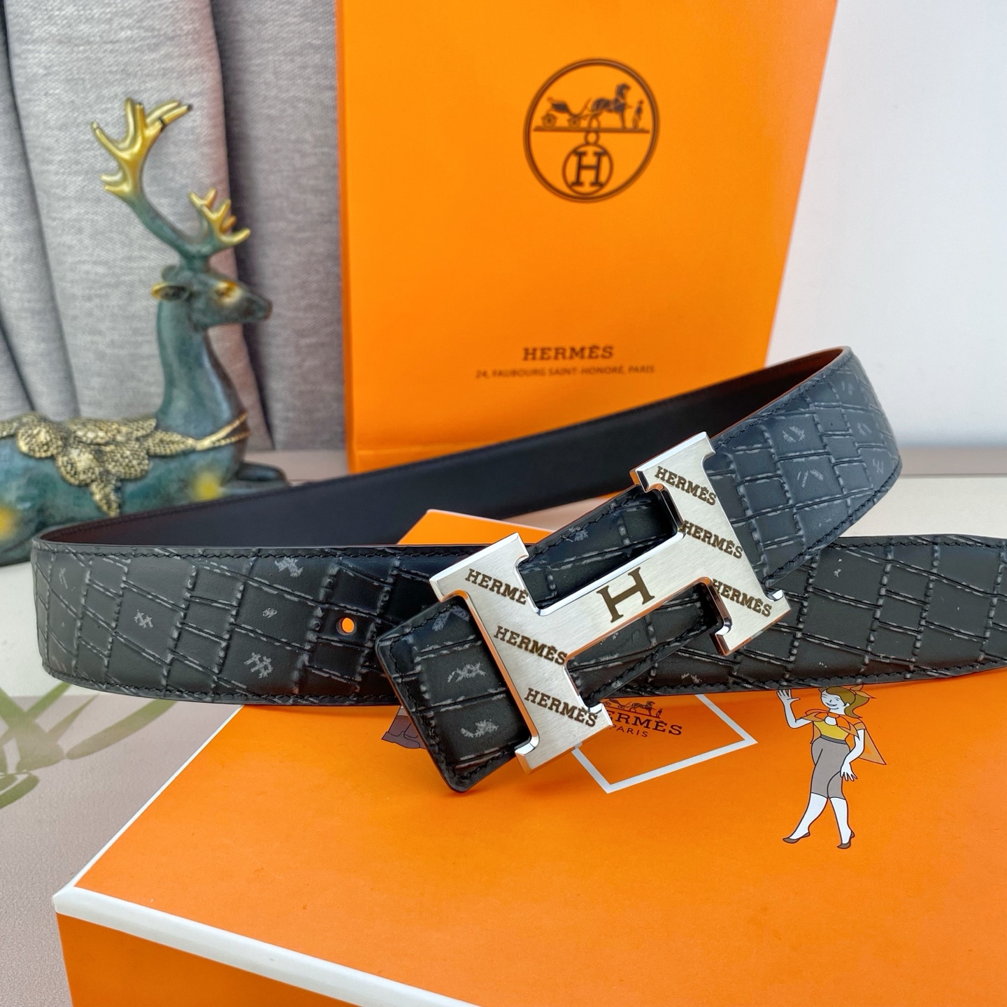 爱马仕💕 特种皮腰带系列 ，原厂五金精品不锈钢扣，手感柔软舒适 宽3.8CM。