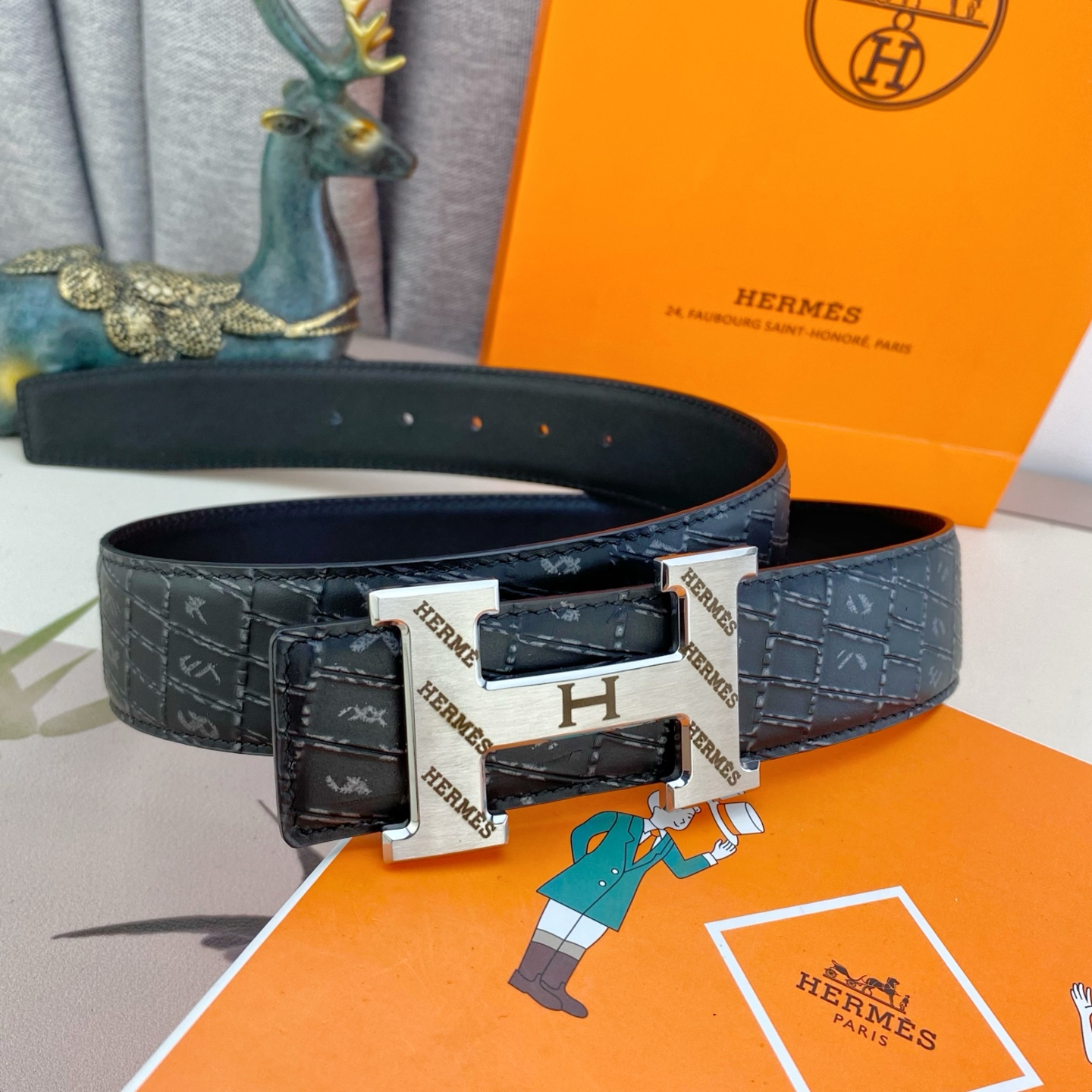 爱马仕💕 特种皮腰带系列 ，原厂五金精品不锈钢扣，手感柔软舒适 宽3.8CM。