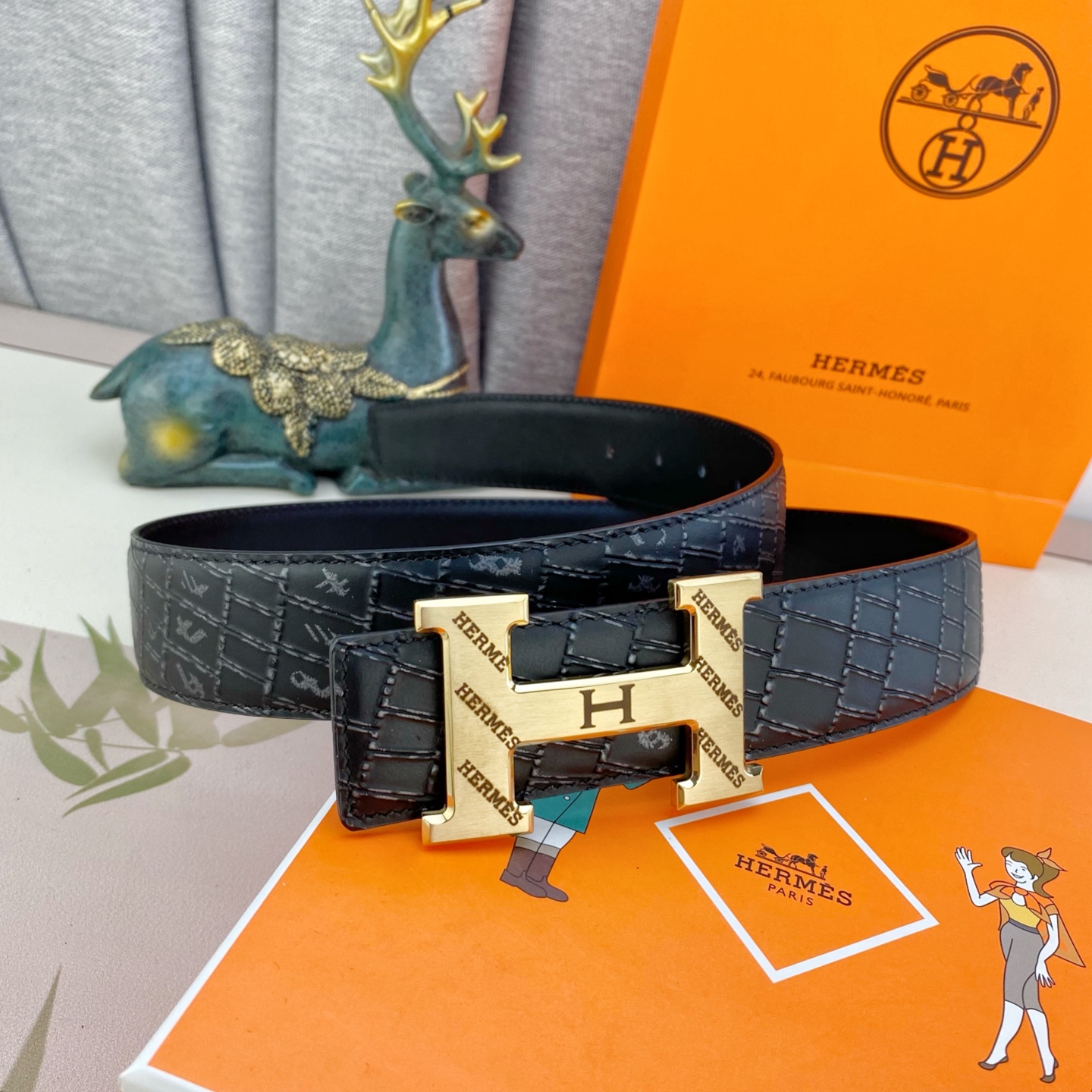 爱马仕💕 特种皮腰带系列 ，原厂五金精品不锈钢扣，手感柔软舒适 宽3.8CM。