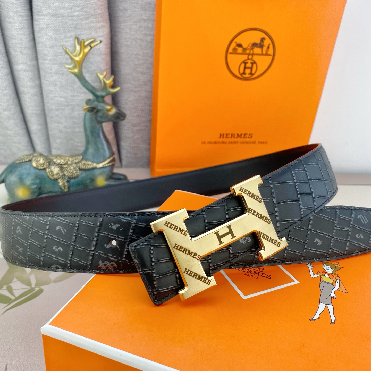 爱马仕💕 特种皮腰带系列 ，原厂五金精品不锈钢扣，手感柔软舒适 宽3.8CM。