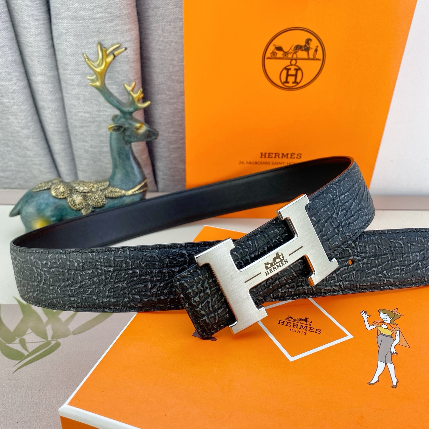 爱马仕💕 特种皮腰带系列 ，原厂五金精品不锈钢扣，手感柔软舒适 宽3.8CM。