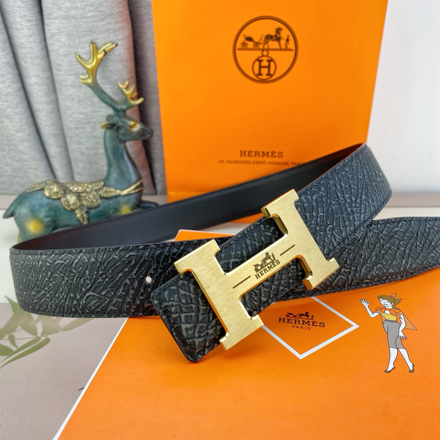 爱马仕💕 特种皮腰带系列 ，原厂五金精品不锈钢扣，手感柔软舒适 宽3.8CM。