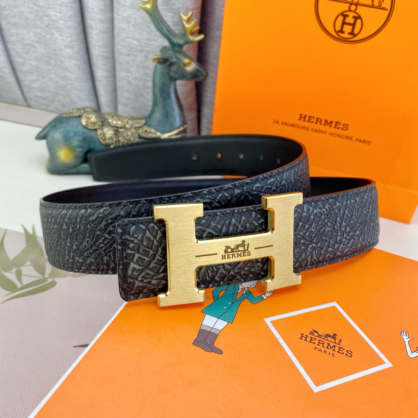 爱马仕💕 特种皮腰带系列 ，原厂五金精品不锈钢扣，手感柔软舒适 宽3.8CM。