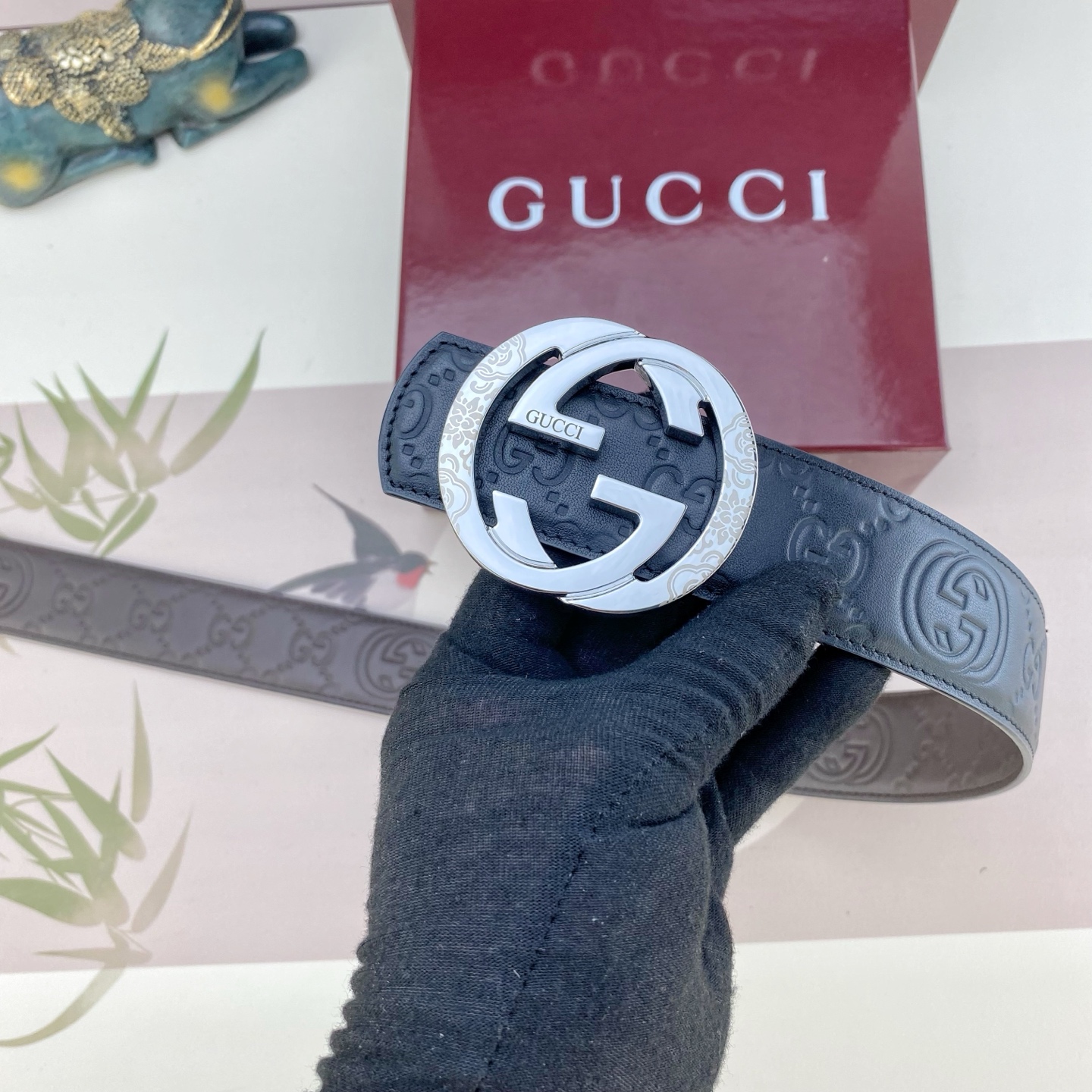 古奇💕 特种皮腰带系列 ，原厂五金精品不锈钢扣，手感柔软舒适 宽3.8CM。