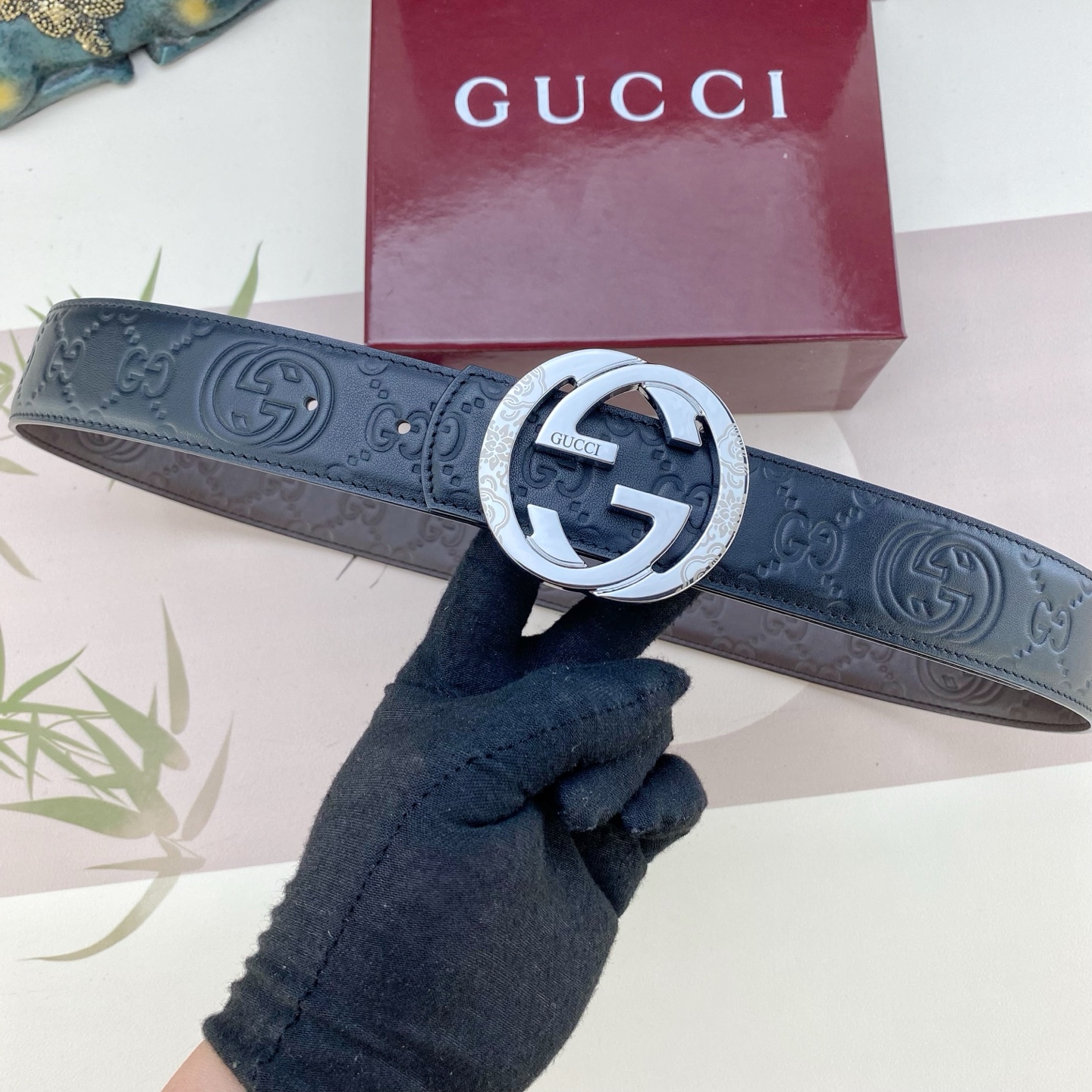 古奇💕 特种皮腰带系列 ，原厂五金精品不锈钢扣，手感柔软舒适 宽3.8CM。