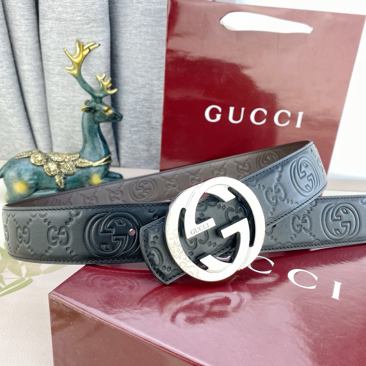 古奇💕 特种皮腰带系列 ，原厂五金精品不锈钢扣，手感柔软舒适 宽3.8CM。