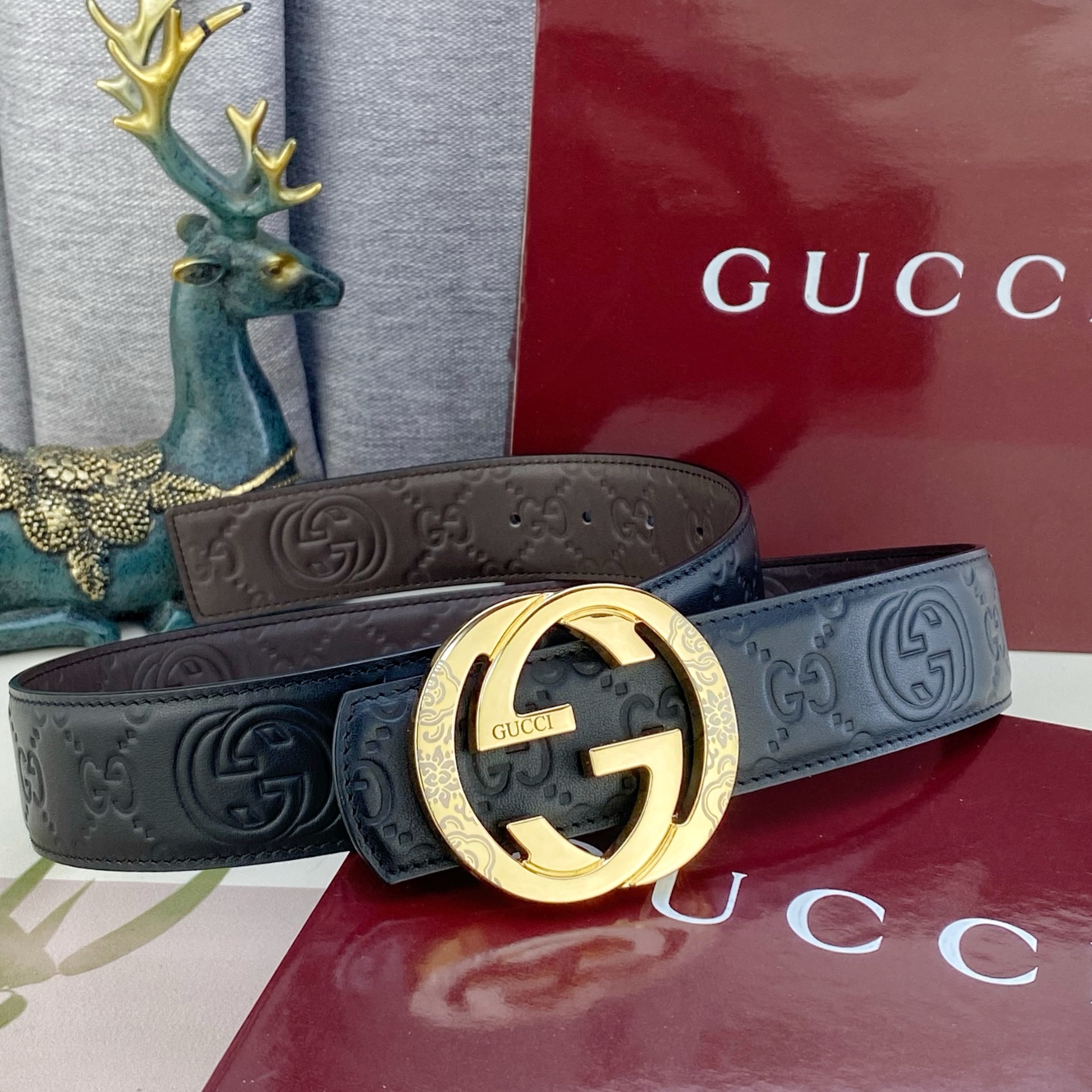 古奇💕 特种皮腰带系列 ，原厂五金精品不锈钢扣，手感柔软舒适 宽3.8CM。