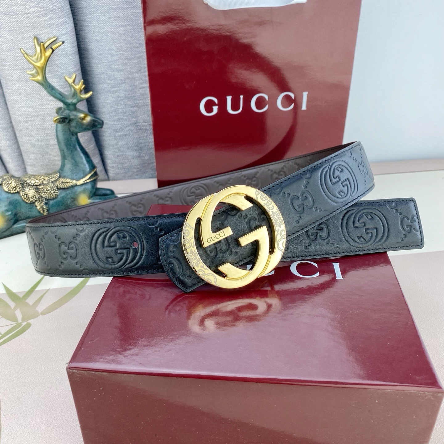 古奇💕 特种皮腰带系列 ，原厂五金精品不锈钢扣，手感柔软舒适 宽3.8CM。