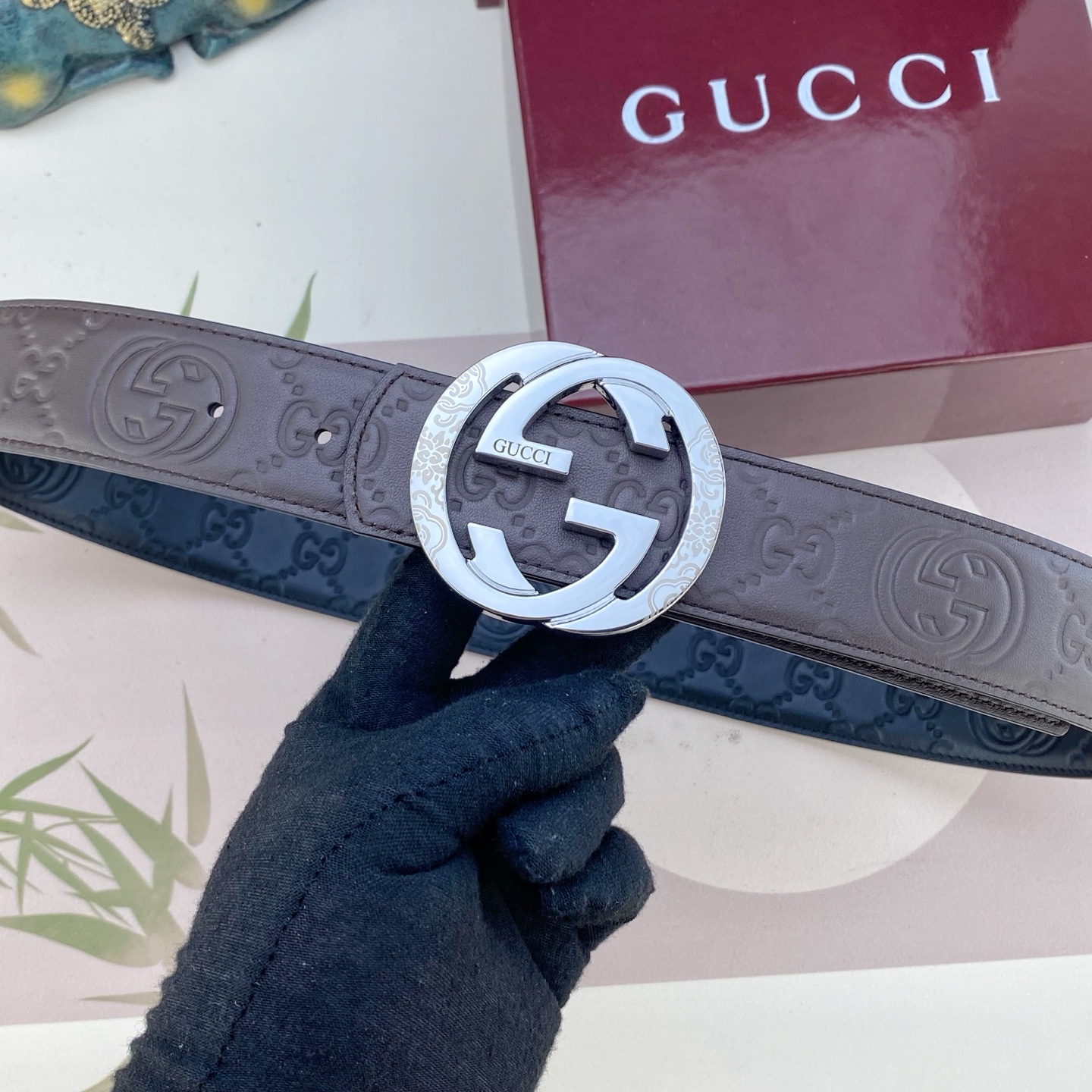 古奇💕 特种皮腰带系列 ，原厂五金精品不锈钢扣，手感柔软舒适 宽3.8CM。