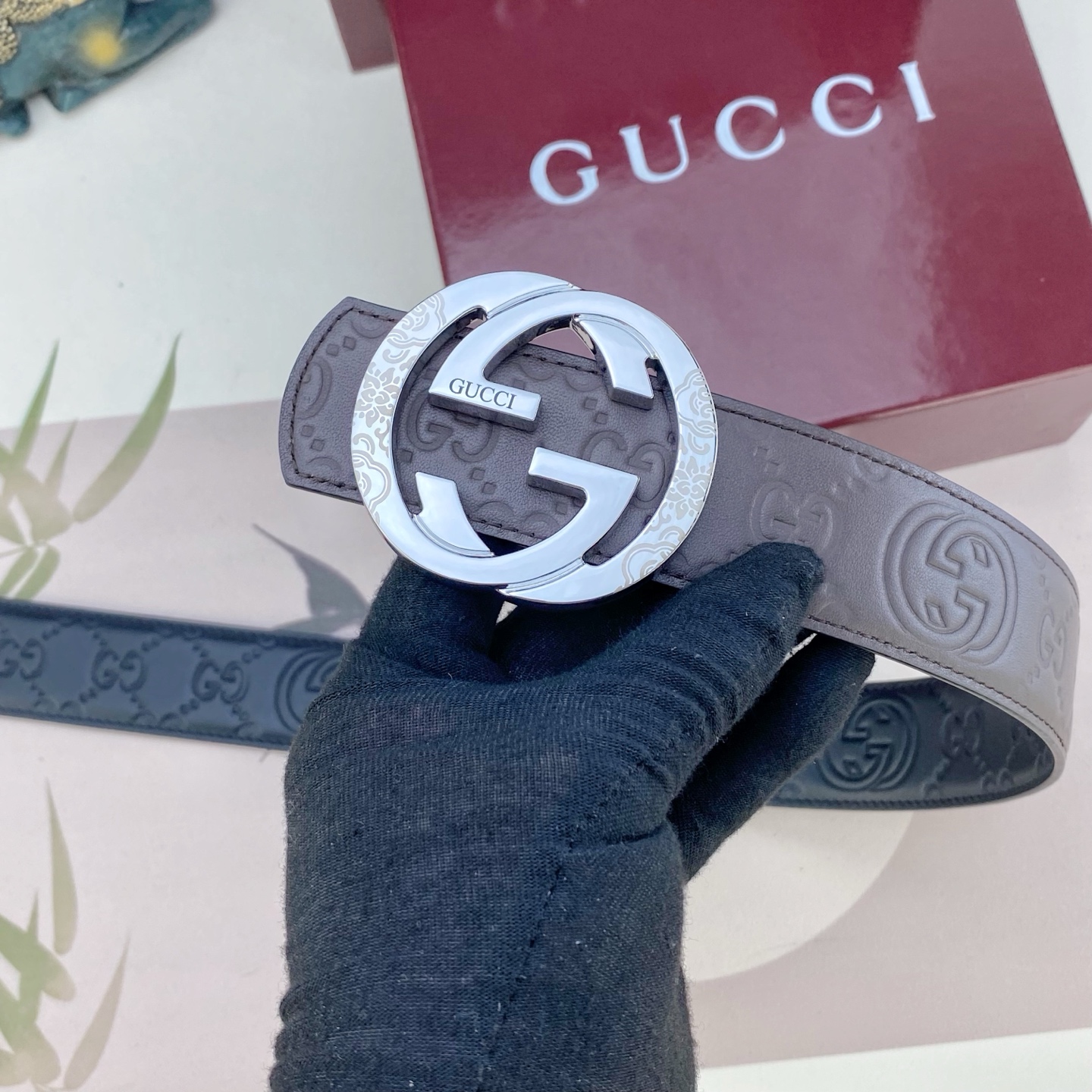 古奇💕 特种皮腰带系列 ，原厂五金精品不锈钢扣，手感柔软舒适 宽3.8CM。