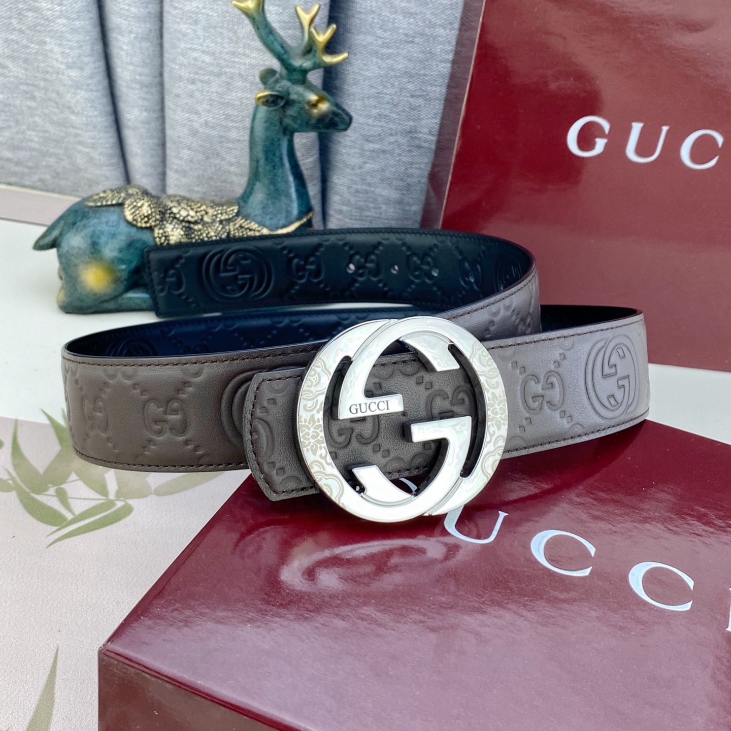 古奇💕 特种皮腰带系列 ，原厂五金精品不锈钢扣，手感柔软舒适 宽3.8CM。