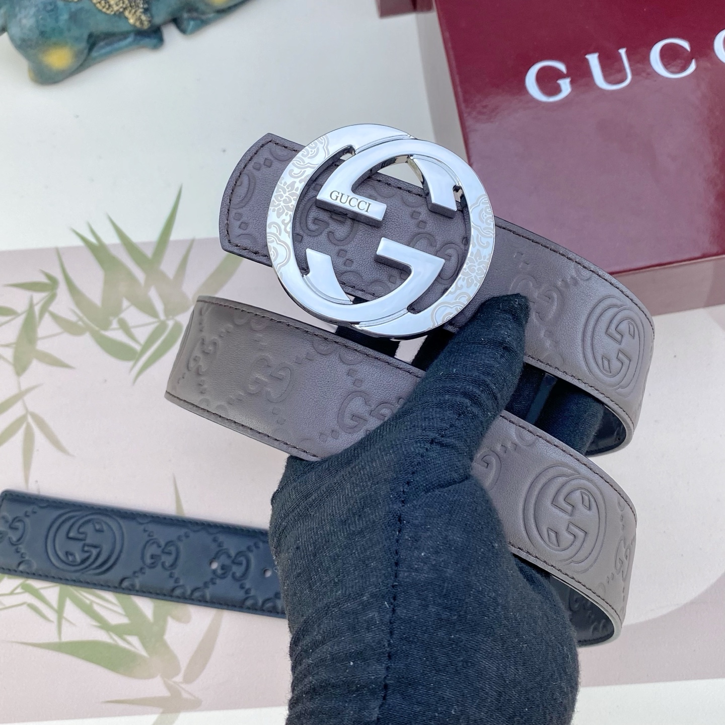 古奇💕 特种皮腰带系列 ，原厂五金精品不锈钢扣，手感柔软舒适 宽3.8CM。