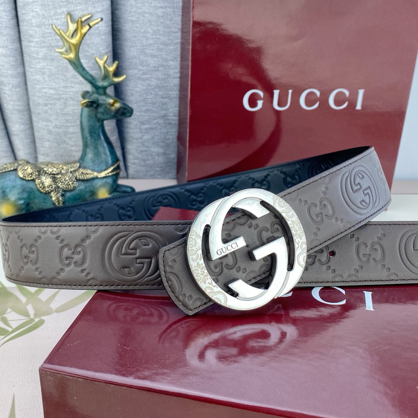 古奇💕 特种皮腰带系列 ，原厂五金精品不锈钢扣，手感柔软舒适 宽3.8CM。