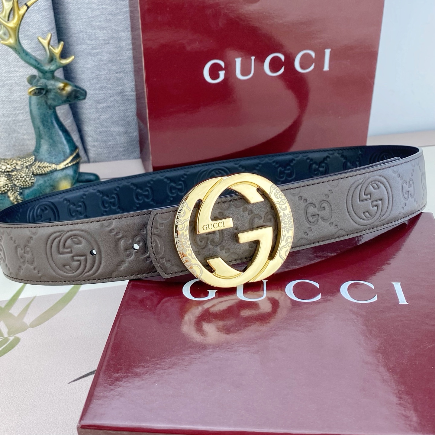 古奇💕 特种皮腰带系列 ，原厂五金精品不锈钢扣，手感柔软舒适 宽3.8CM。