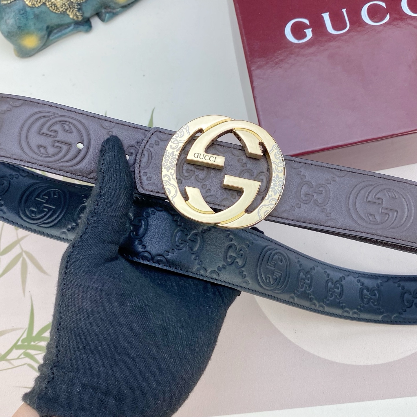 古奇💕 特种皮腰带系列 ，原厂五金精品不锈钢扣，手感柔软舒适 宽3.8CM。