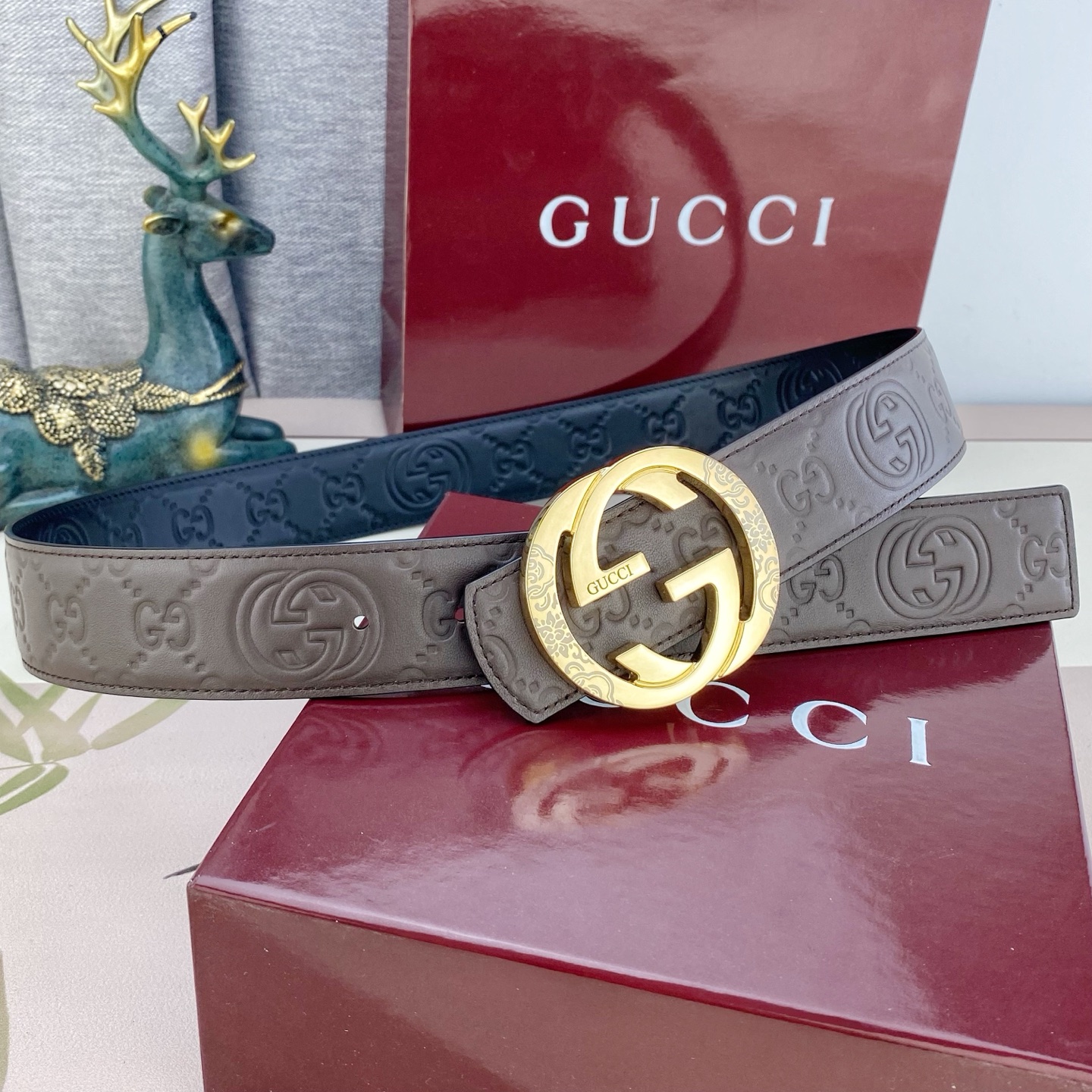 古奇💕 特种皮腰带系列 ，原厂五金精品不锈钢扣，手感柔软舒适 宽3.8CM。