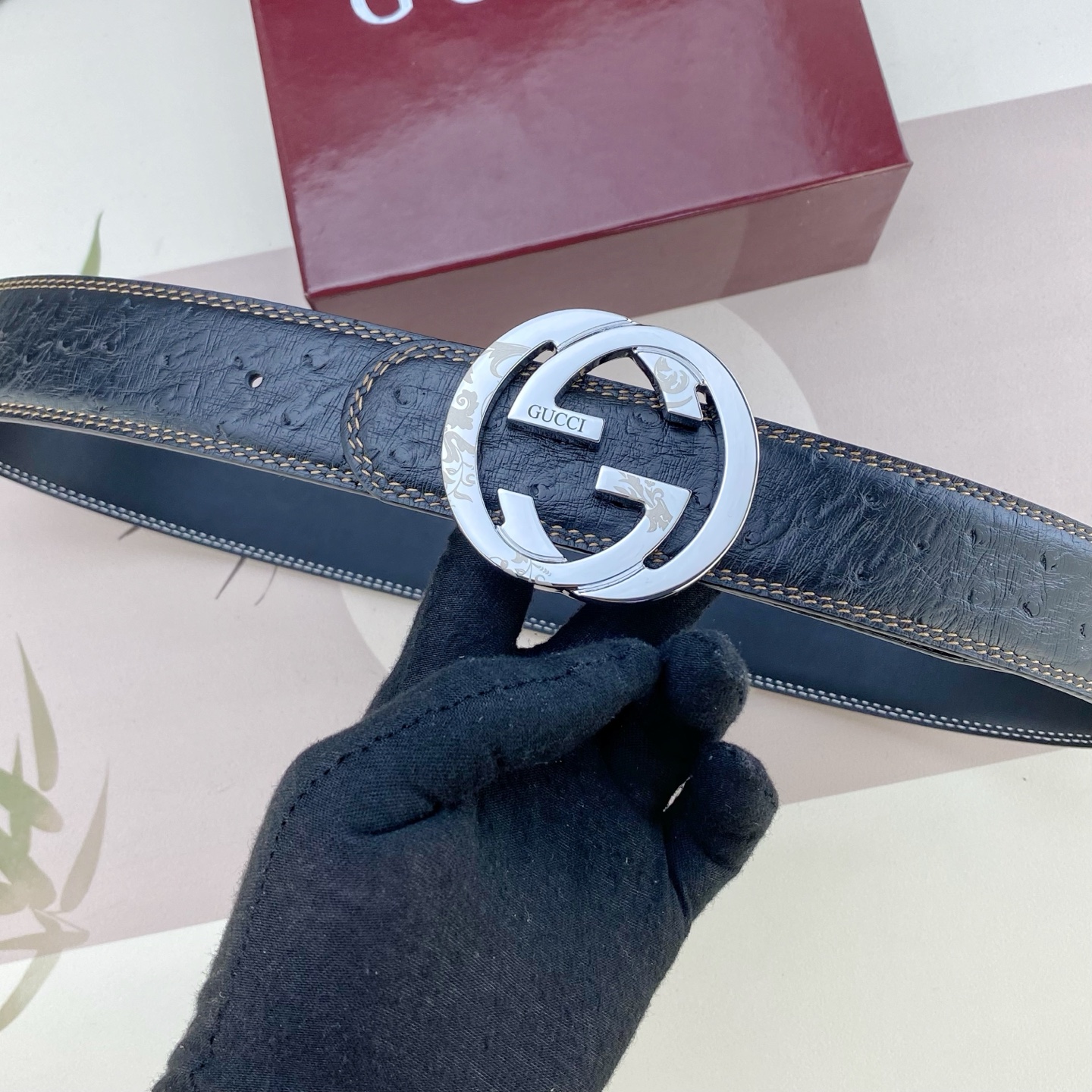 古奇💕 特种皮腰带系列 ，原厂五金精品不锈钢扣，手感柔软舒适 宽3.8CM。