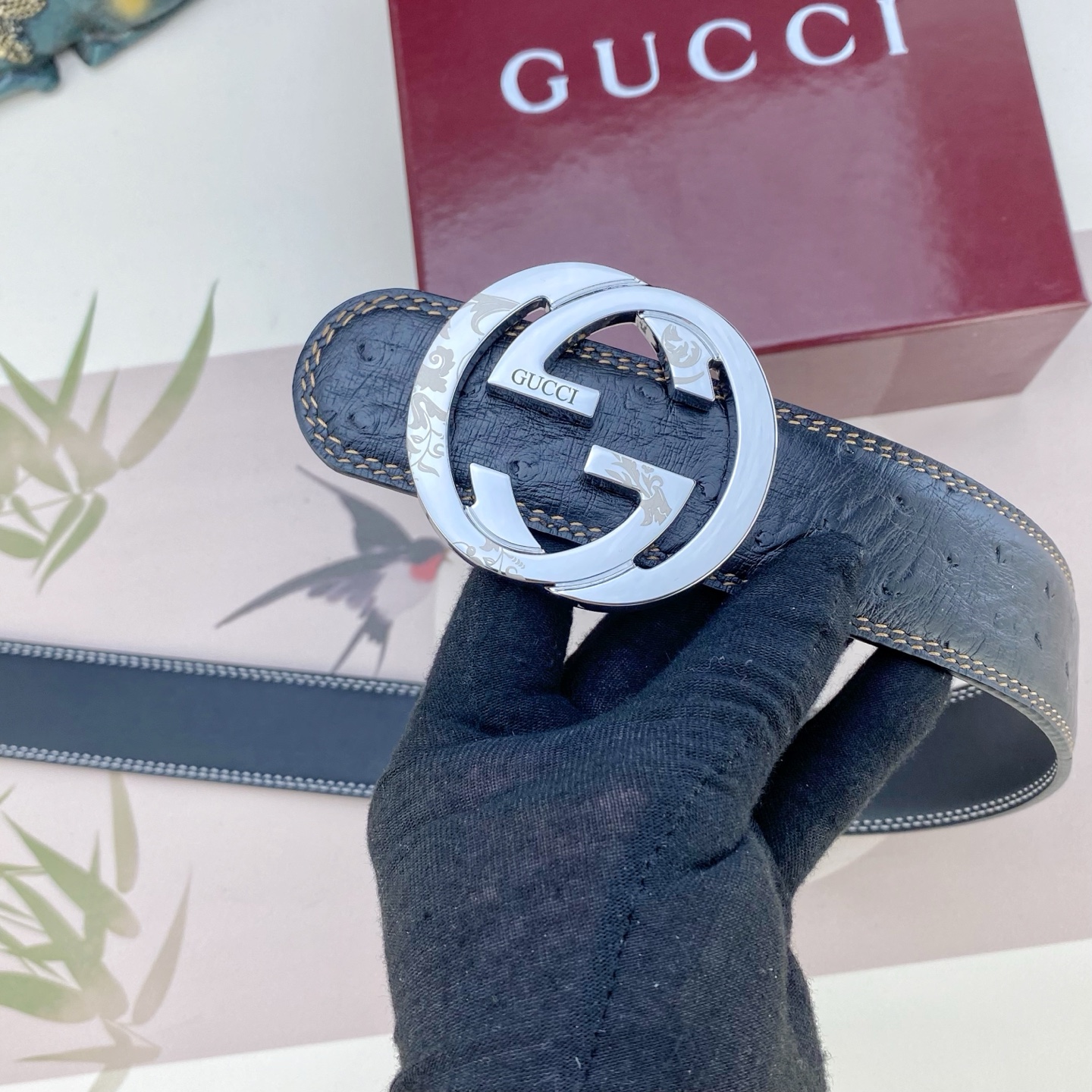 古奇💕 特种皮腰带系列 ，原厂五金精品不锈钢扣，手感柔软舒适 宽3.8CM。