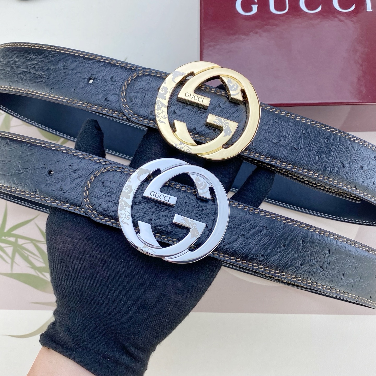 古奇💕 特种皮腰带系列 ，原厂五金精品不锈钢扣，手感柔软舒适 宽3.8CM。