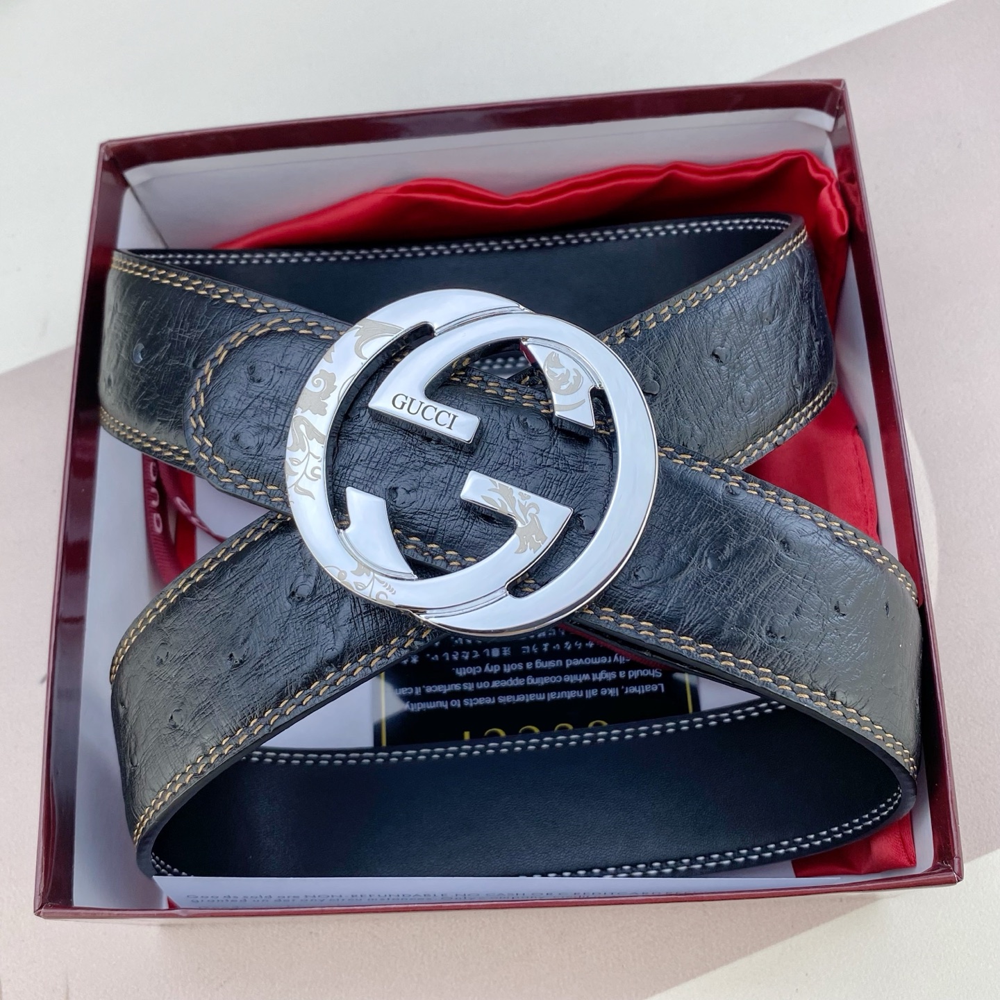 古奇💕 特种皮腰带系列 ，原厂五金精品不锈钢扣，手感柔软舒适 宽3.8CM。