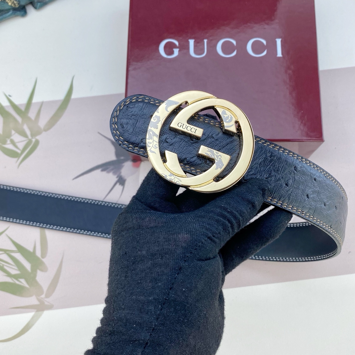 古奇💕 特种皮腰带系列 ，原厂五金精品不锈钢扣，手感柔软舒适 宽3.8CM。