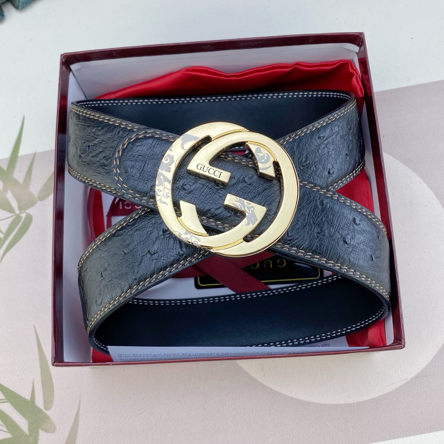 古奇💕 特种皮腰带系列 ，原厂五金精品不锈钢扣，手感柔软舒适 宽3.8CM。