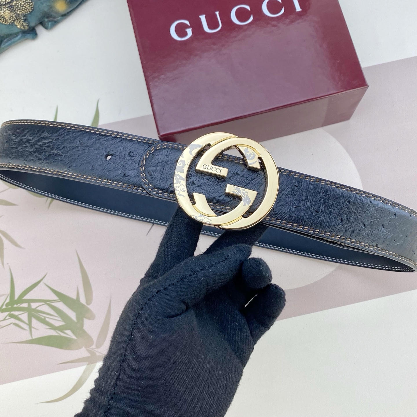 古奇💕 特种皮腰带系列 ，原厂五金精品不锈钢扣，手感柔软舒适 宽3.8CM。