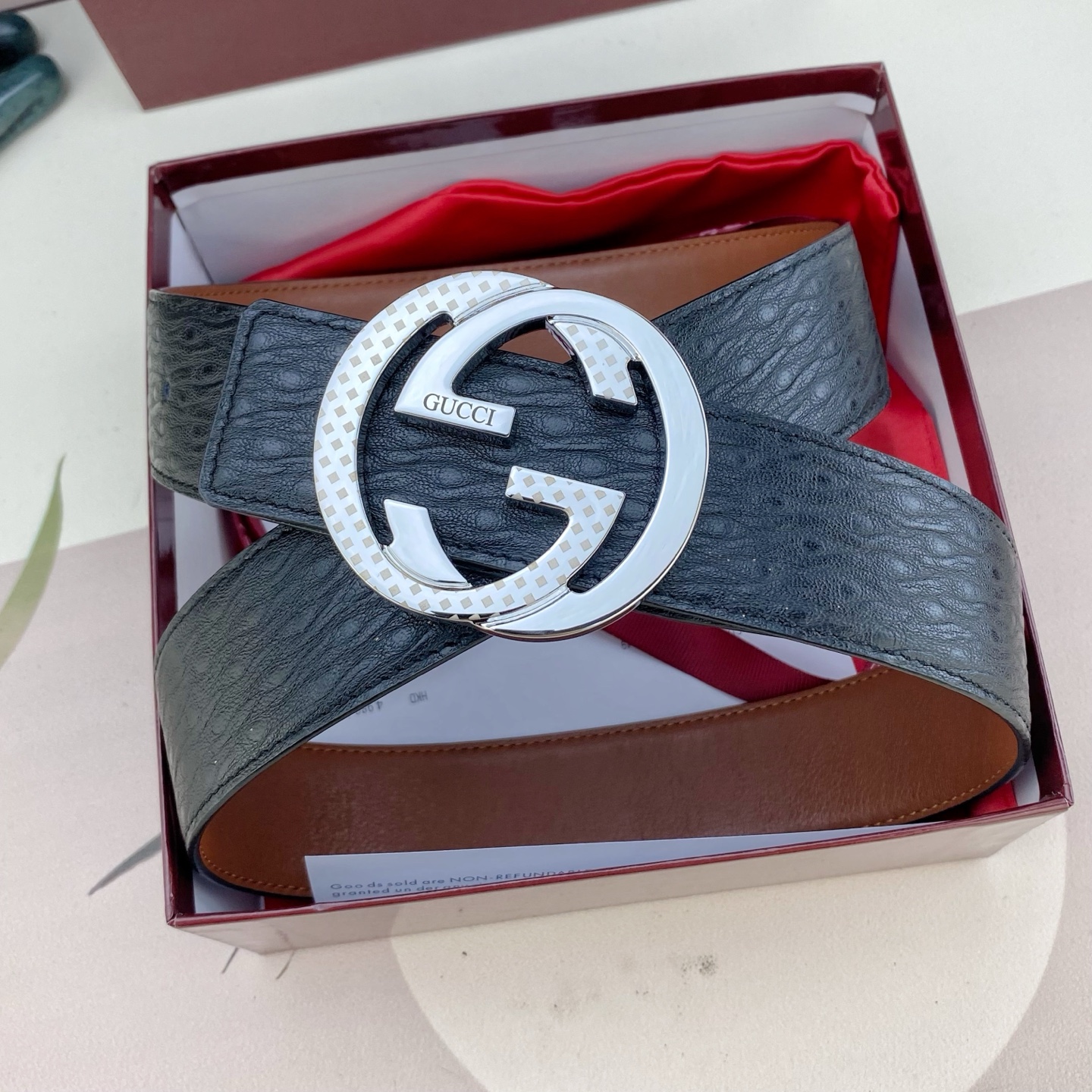 古奇💕 特种皮腰带系列 ，原厂五金精品不锈钢扣，手感柔软舒适 宽3.8CM。